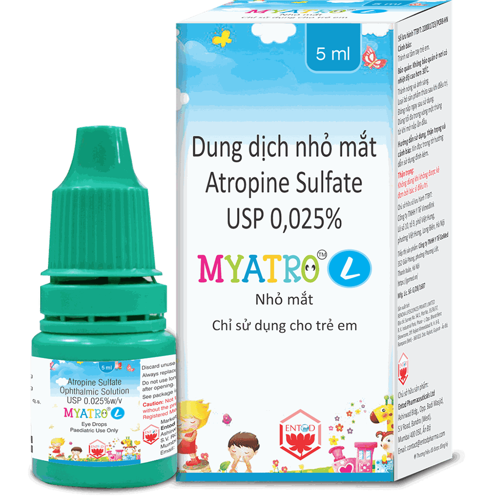 Hình ảnh Thuốc nhỏ mắt Myatro L 0,025% Entod kiểm soát tiến trình cận thị ở trẻ nhỏ (5ml)