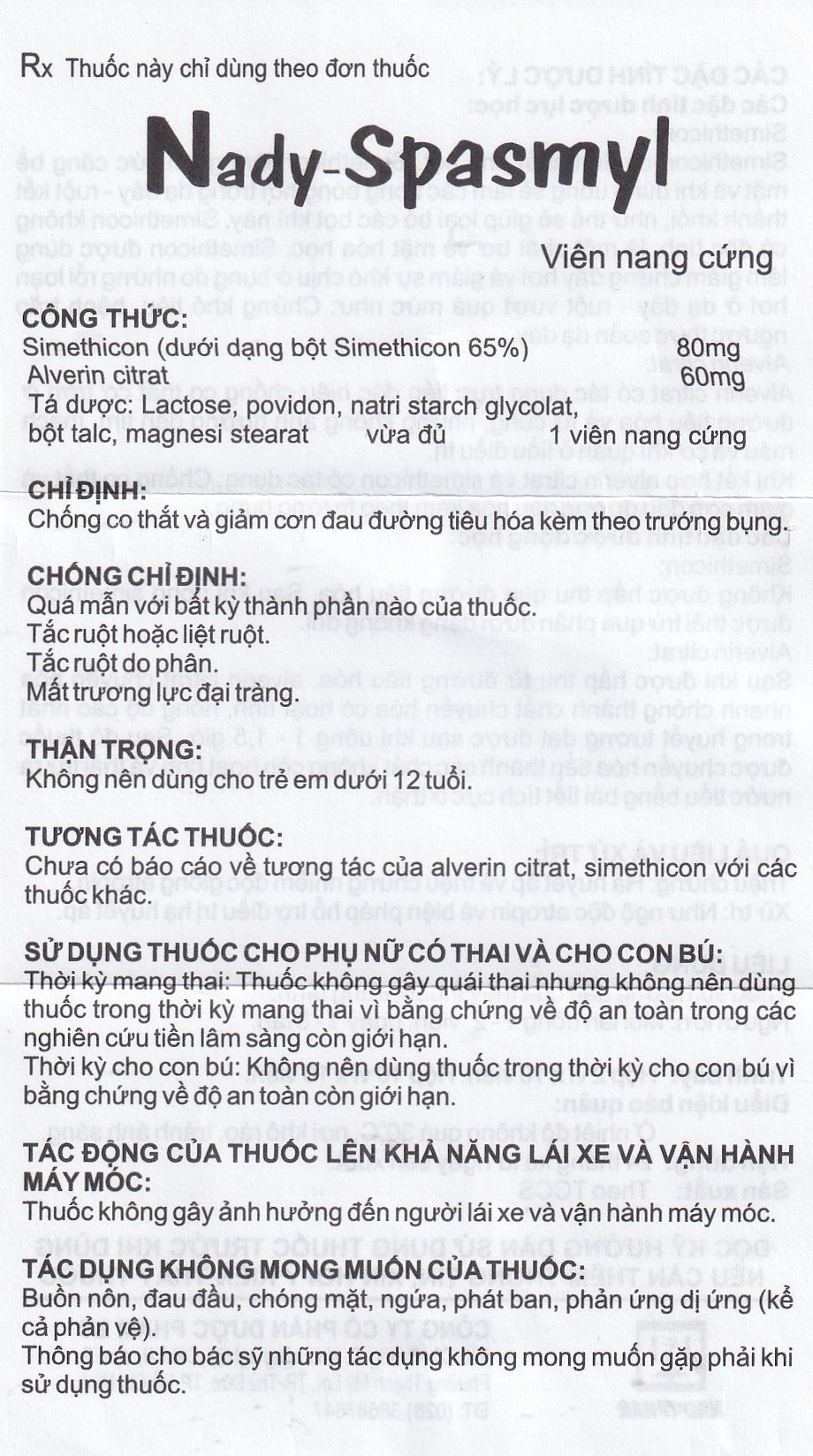 Hình ảnh Thuốc Nady-Spasmyl chống co thắt, giảm các cơn đau đường ruột, dạ dày ( 10 vỉ 10 viên )
