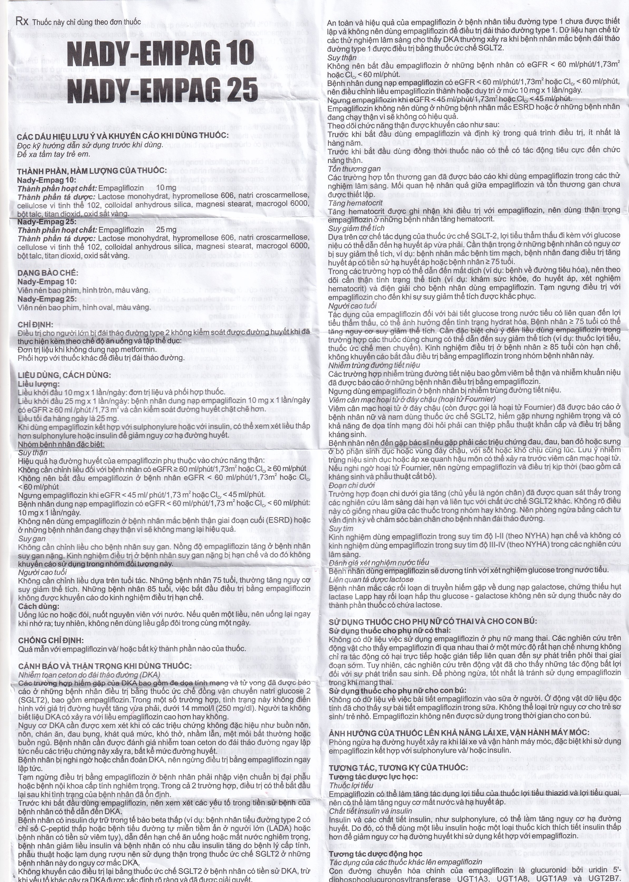 Hình ảnh Thuốc Nady-Empag 10 Nadyphar điều trị đái tháo đường típ 2 (3 vỉ x 10 viên)