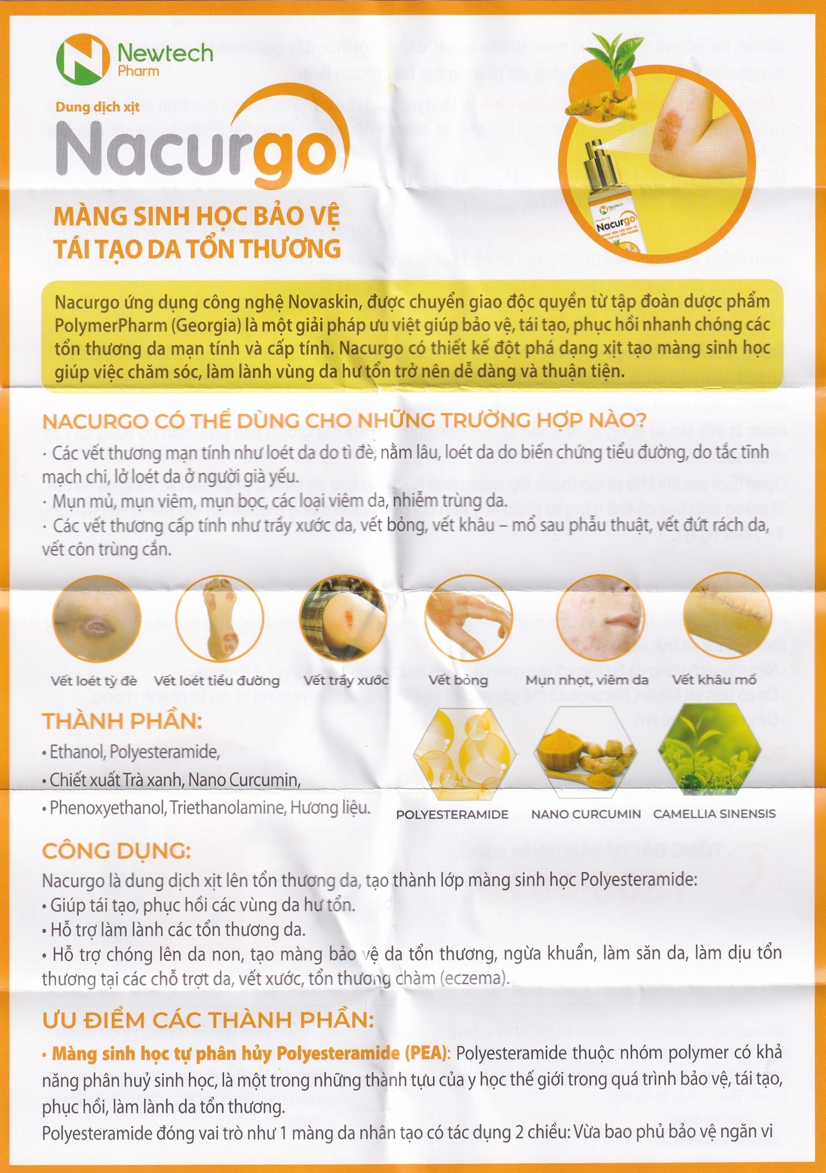 Hình ảnh Dung dịch xịt Nacurgo màng sinh học bảo vệ, tái tạo da tổn thương (100 lần xịt)