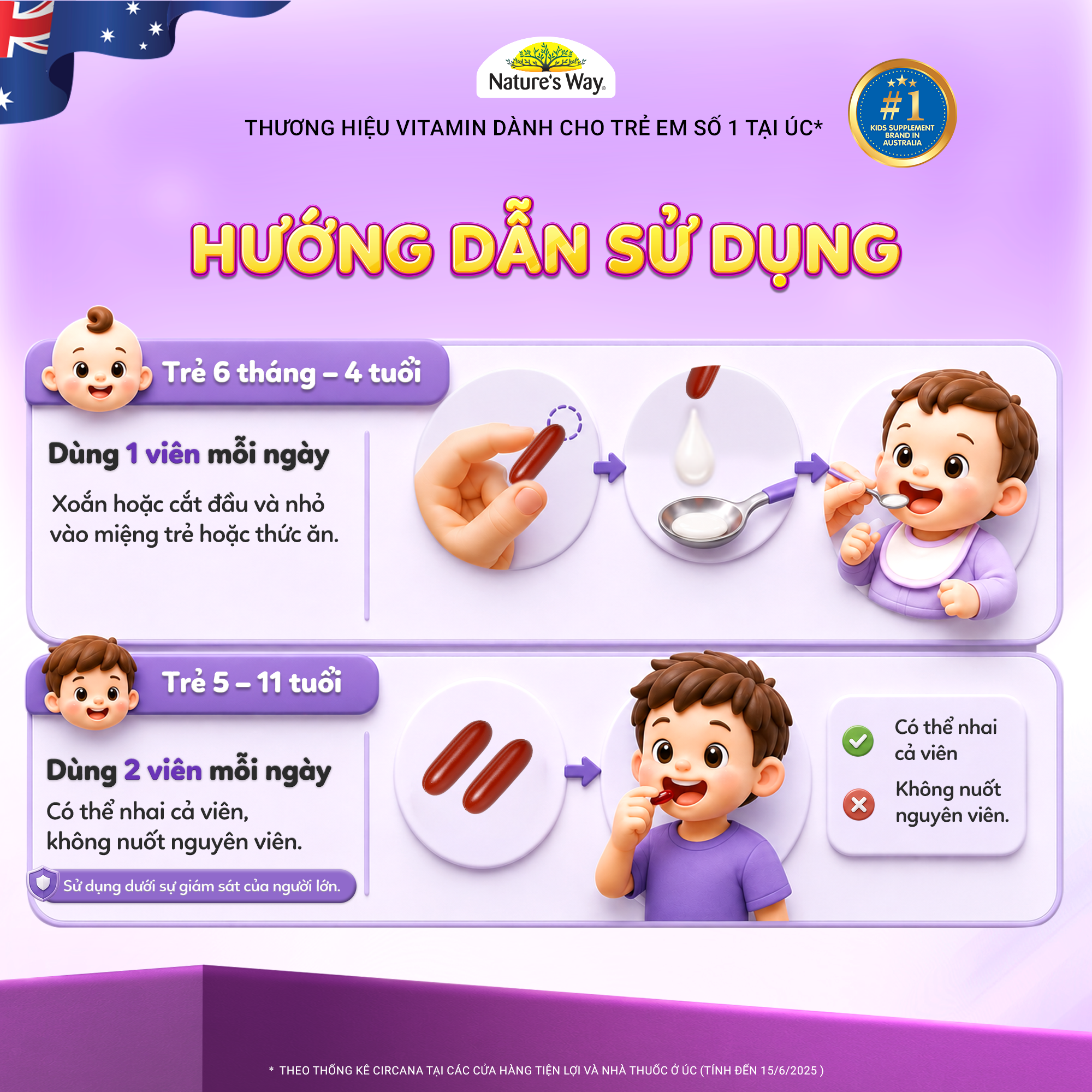 Hình ảnh Viên nhai bổ sung canxi và vitamin D3 giúp xương và răng chắc khỏe Nature's Way Kids Smart Bursts Calcium + Vitamin D3 (50 viên)