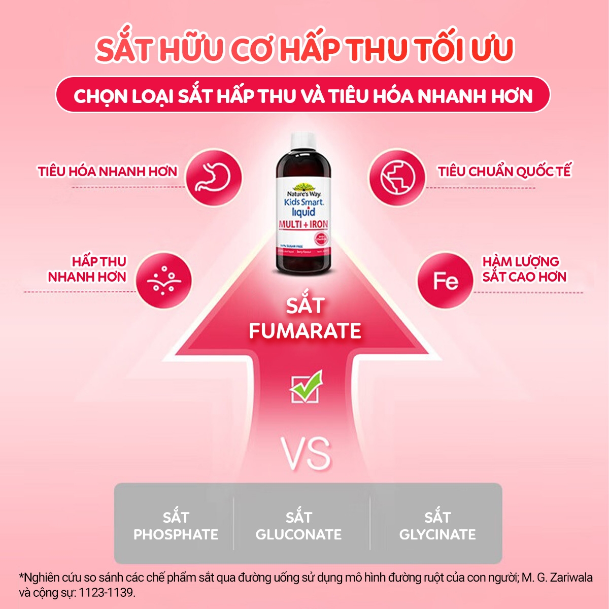 Hình ảnh Siro hỗ trợ tăng sức đề kháng Kids Smart Liquid Multi + Iron Nature's Way (200ml)