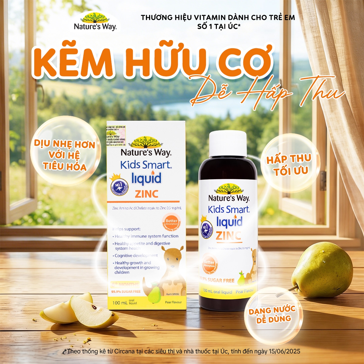 Hình ảnh Siro bổ sung kẽm và hỗ trợ kích thích thèm ăn Kids Smart Liquid Zinc Nature's Way (Hộp 100ml)