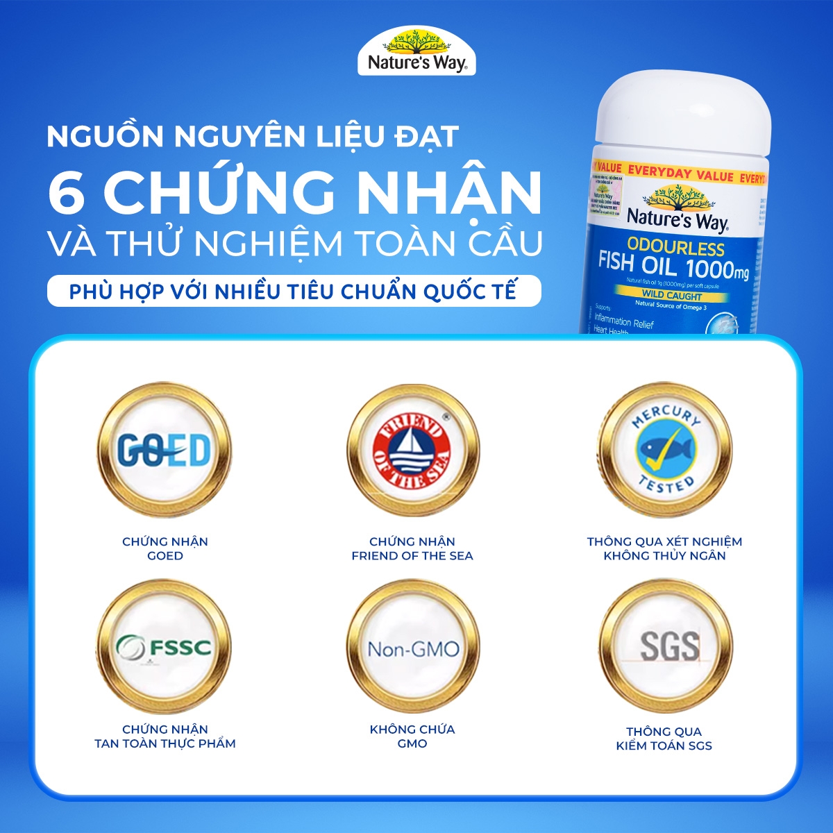 Hình ảnh Viên hỗ trợ bổ não Odourless Fish Oil 1000mg Nature's Way (80 viên)
