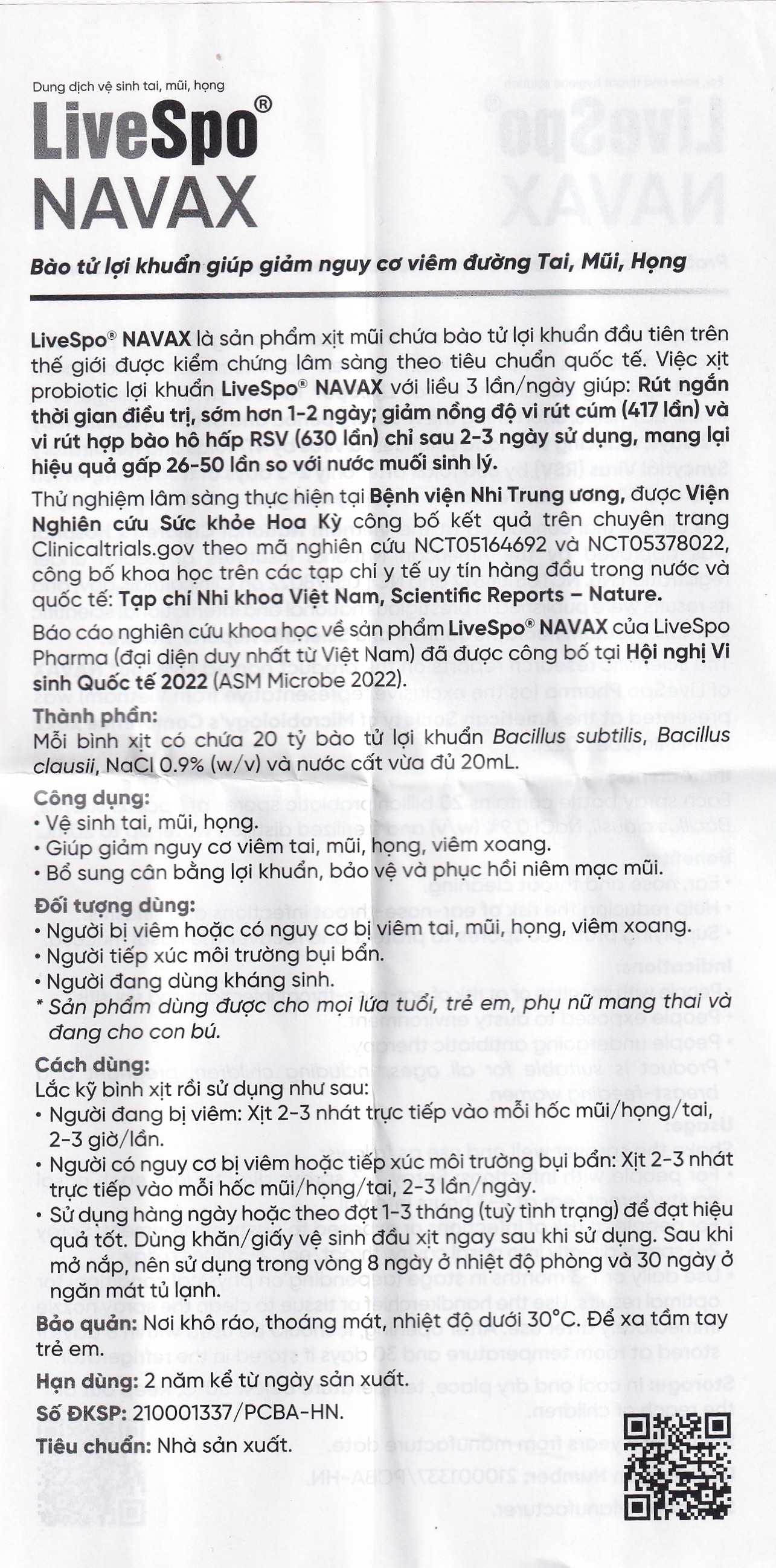 Hình ảnh Dung dịch vệ sinh tai mũi họng LiveSpo Navax 20ml 