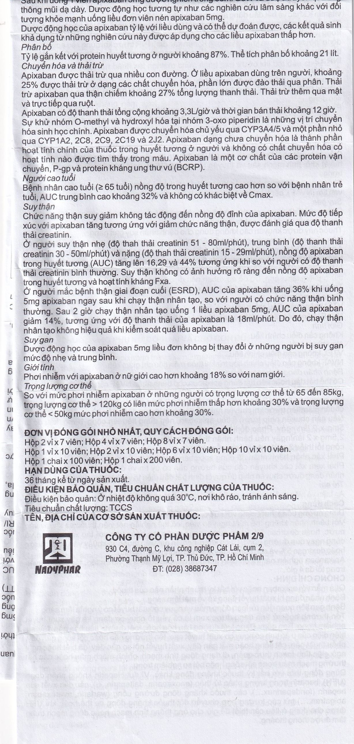 Hình ảnh Thuốc NDP-Apixan 5mg Nadyphar hỗ trợ phòng ngừa đột quỵ, tăng huyết áp (2 vỉ x 10 viên)