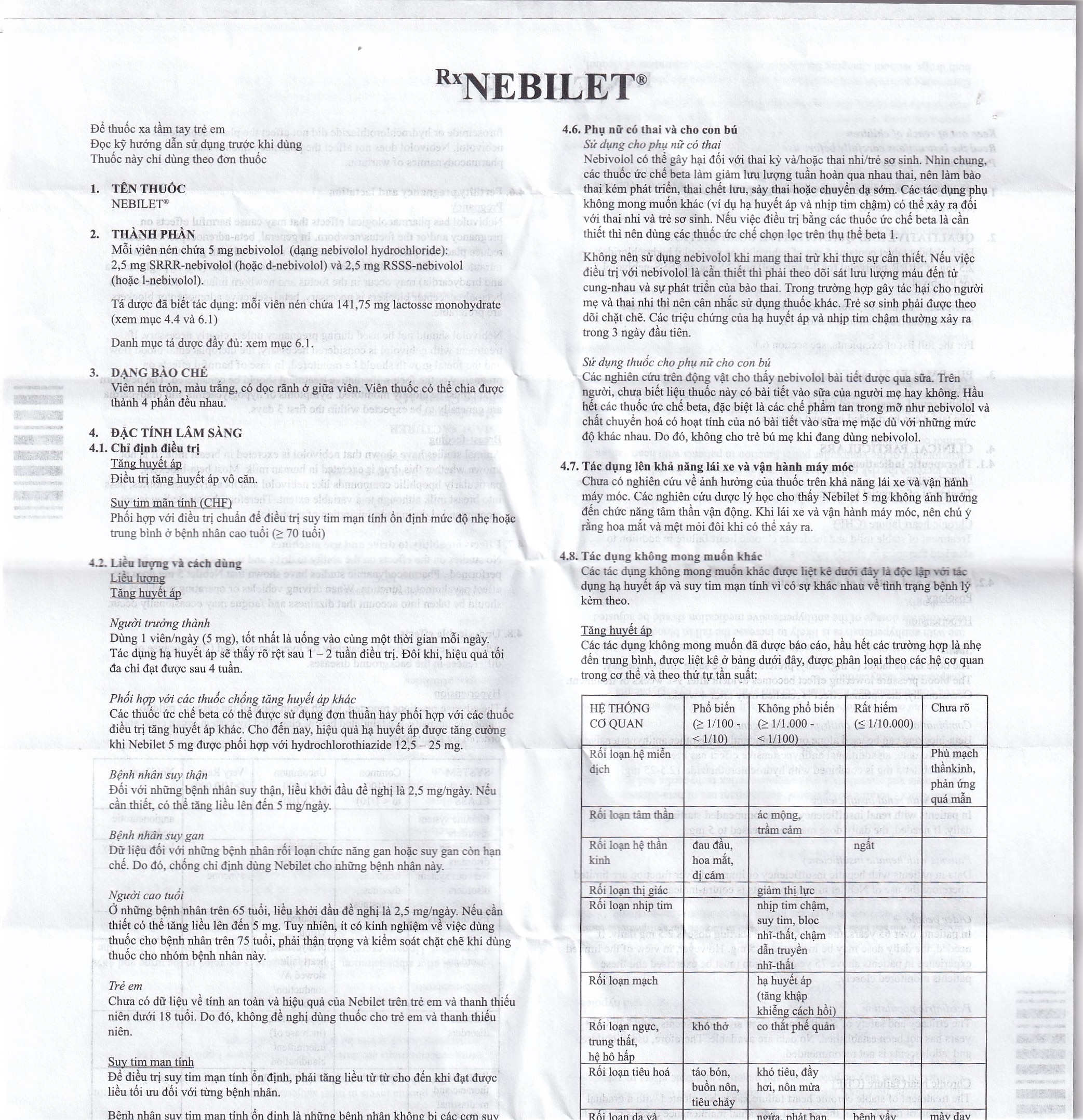 Hình ảnh Viên nén Nebilet 5mg Menarini điều trị tăng huyết áp và suy tim mạn tính (1 vỉ x 14 viên)