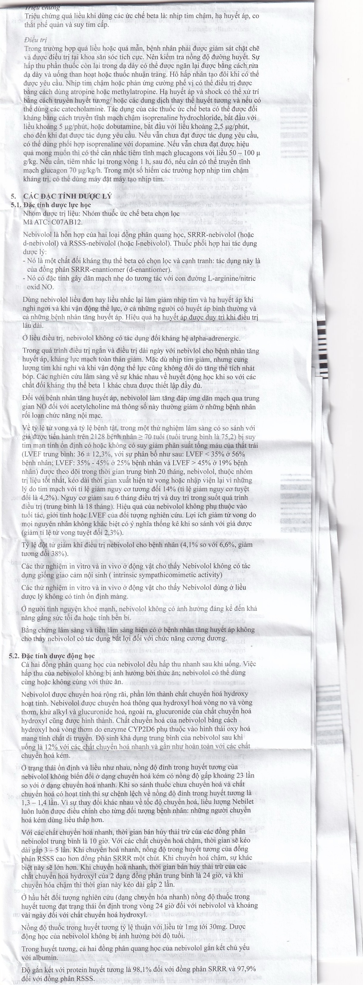 Hình ảnh Thuốc Nebilet Nebivolol 5mg Menarini điều trị tăng huyết áp và suy tim mạn tính (2 vỉ x 14 viên)