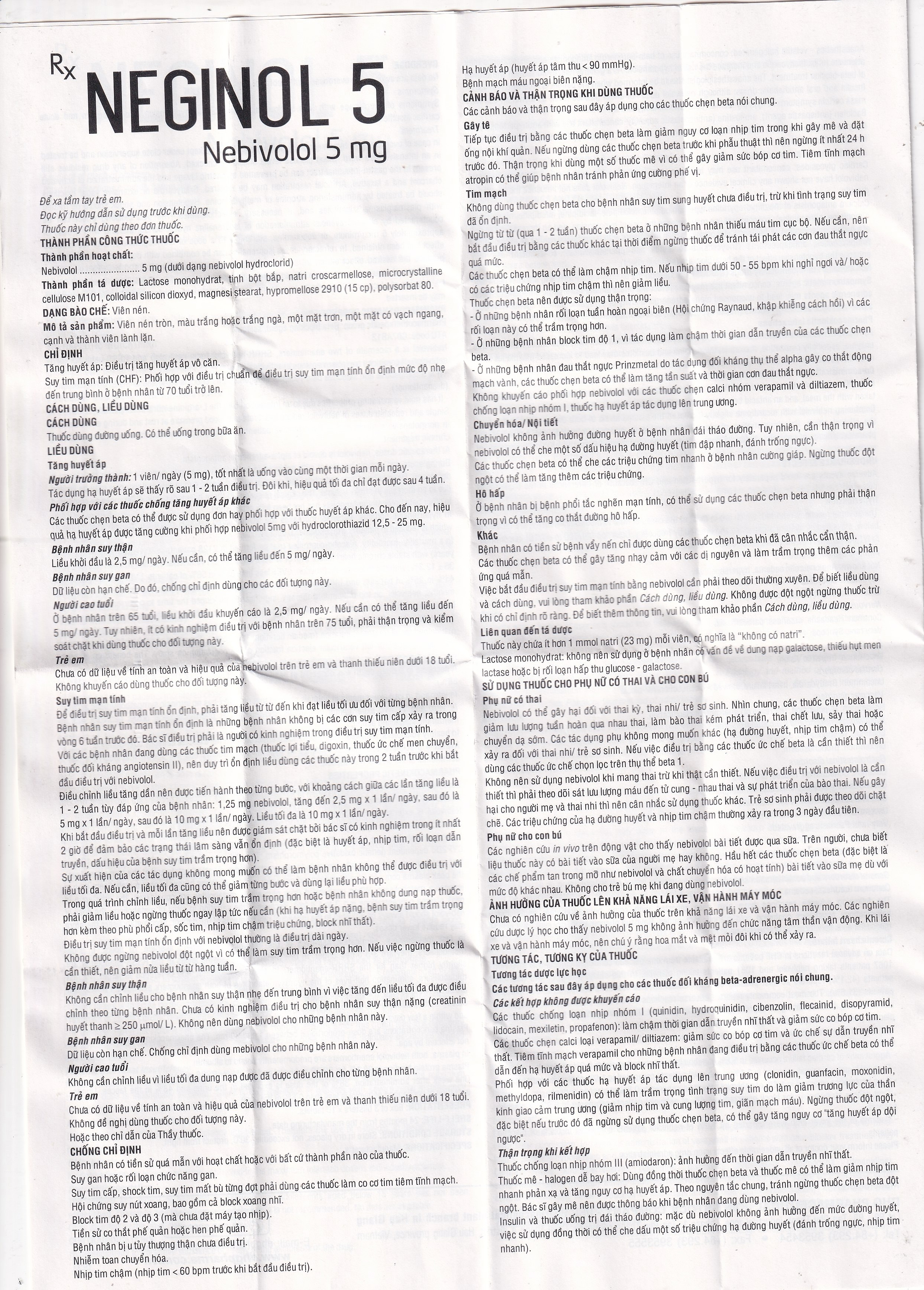 Hình ảnh Thuốc Neginol 5 DHG điều trị tăng huyết áp vô căn (3 vỉ x 10 viên)