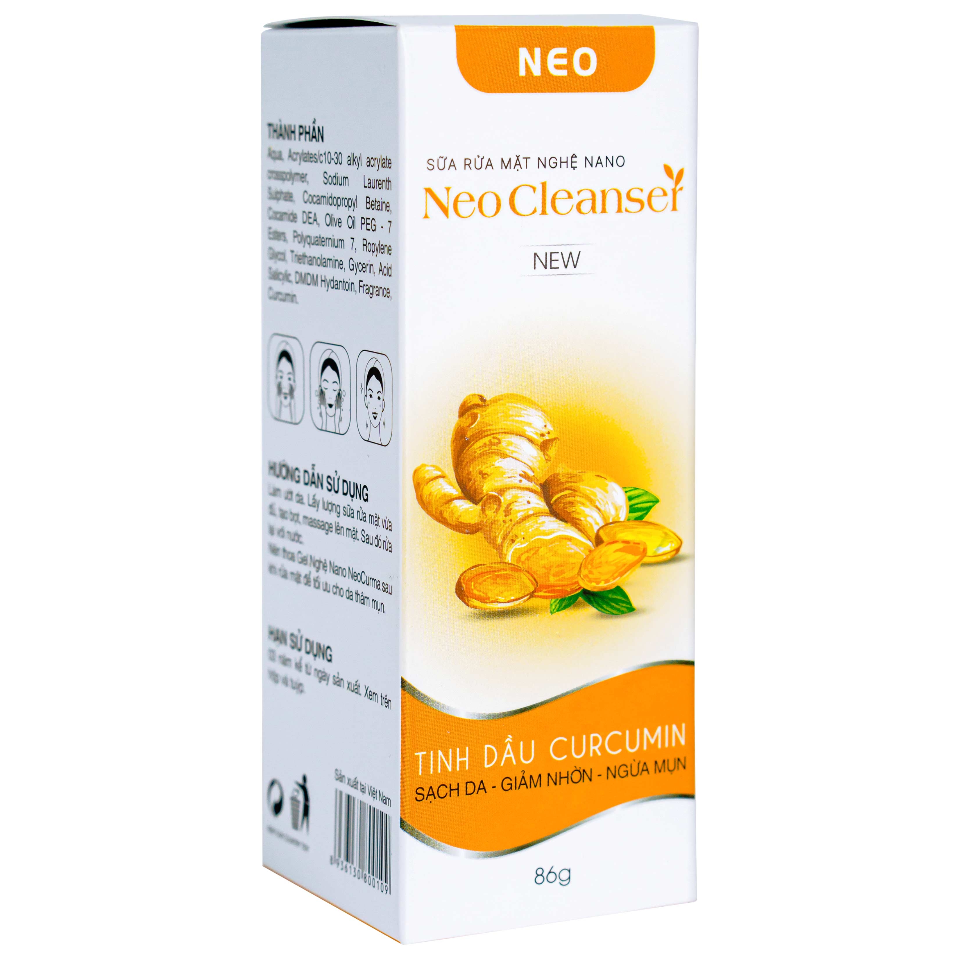 Hình ảnh Sữa rửa mặt nghệ Nano Neo Cleanser ngừa mụn, ngừa sẹo, mờ vết thâm (86g)