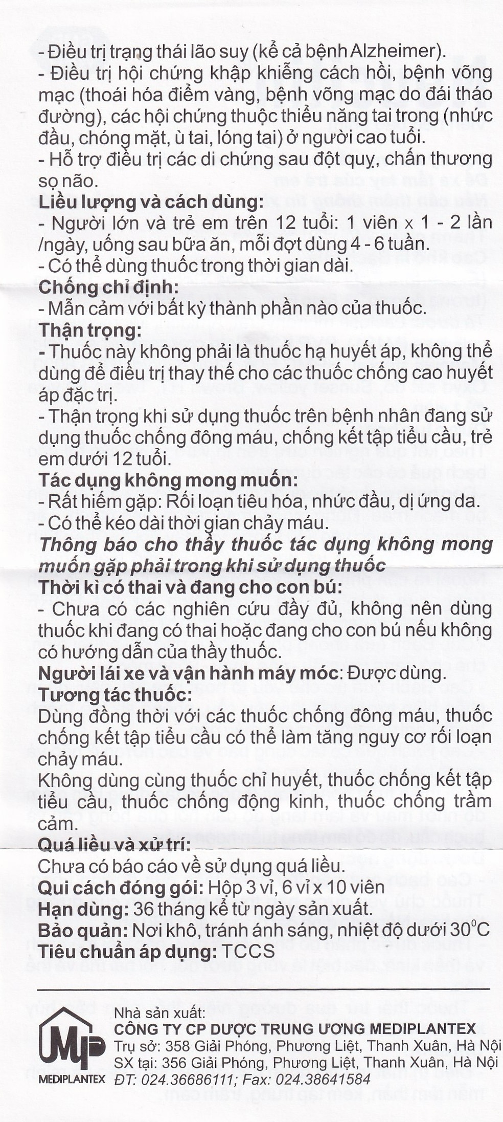 Hình ảnh Thuốc Neucitin 120mg Mediplantex điều trị mất trí nhớ ngắn hạn (6 vỉ x 10 viên)