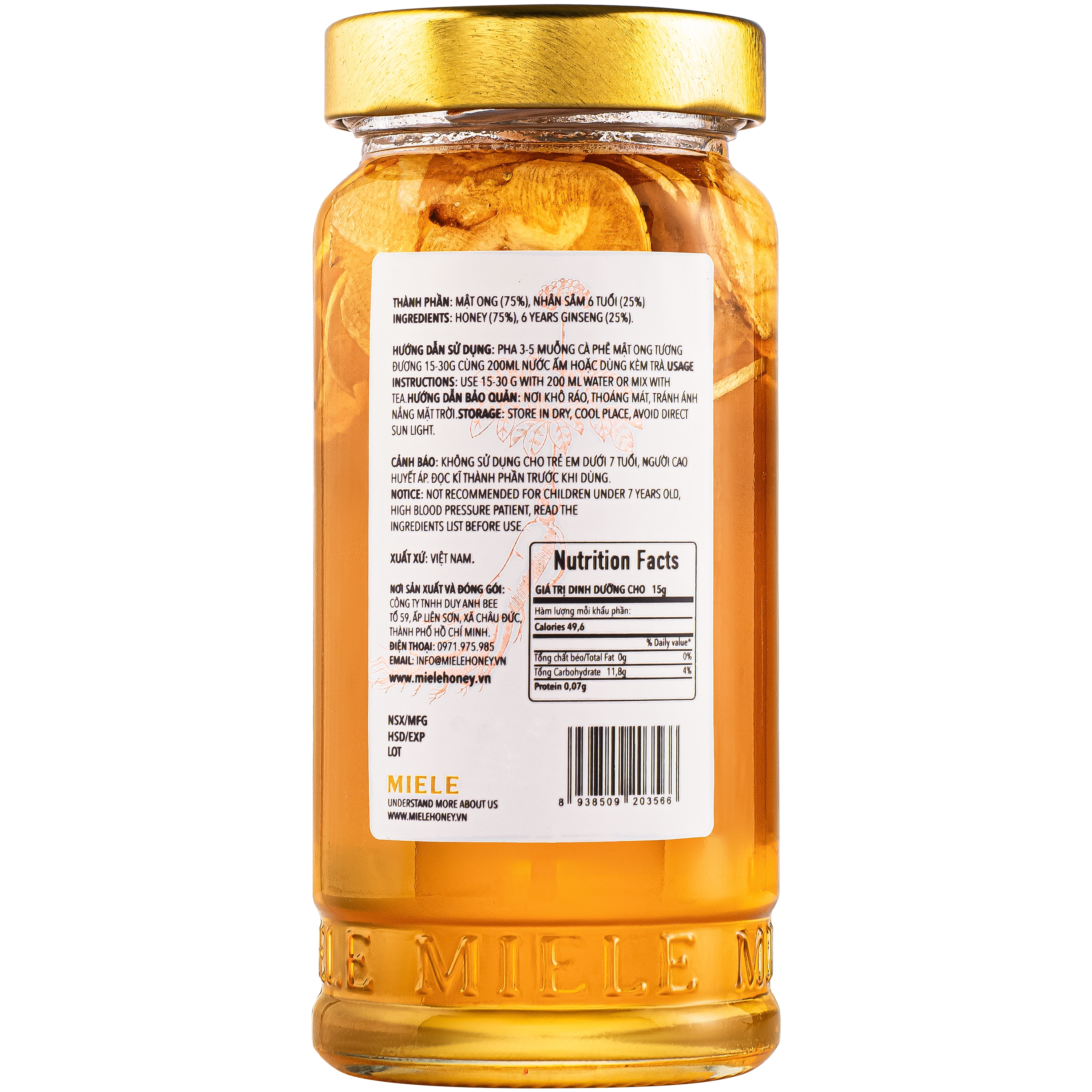Hình ảnh Nhân sâm ngâm mật ong Miele (400g)