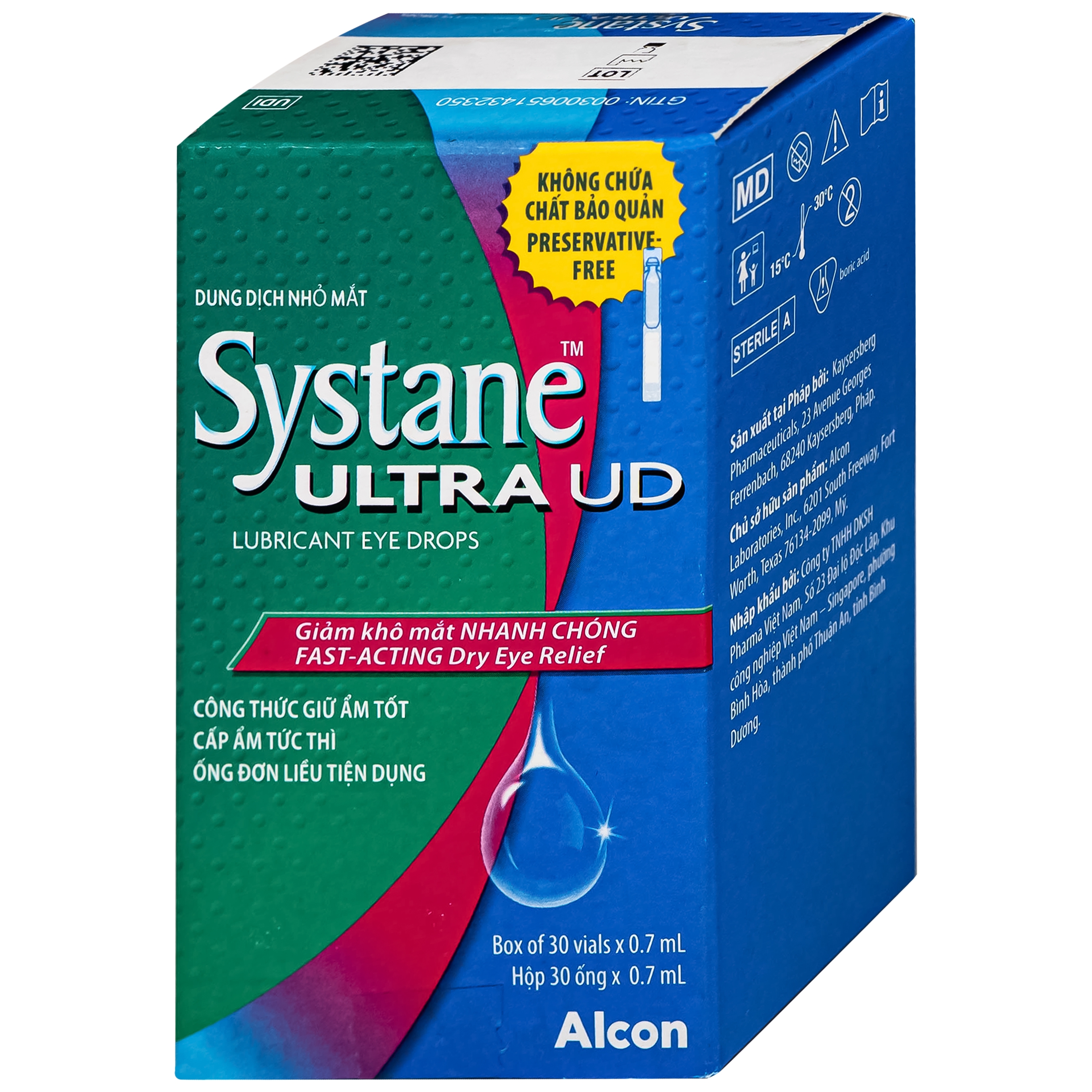 Hình ảnh Nhỏ Mắt Systane Ultra Ud Alcon (30 ống x 0.7ml) Giảm Kích Ứng, Giảm Khô Mắt Nhanh Chóng, Giữ Ẩm Và Cấp Ẩm Tức Thì