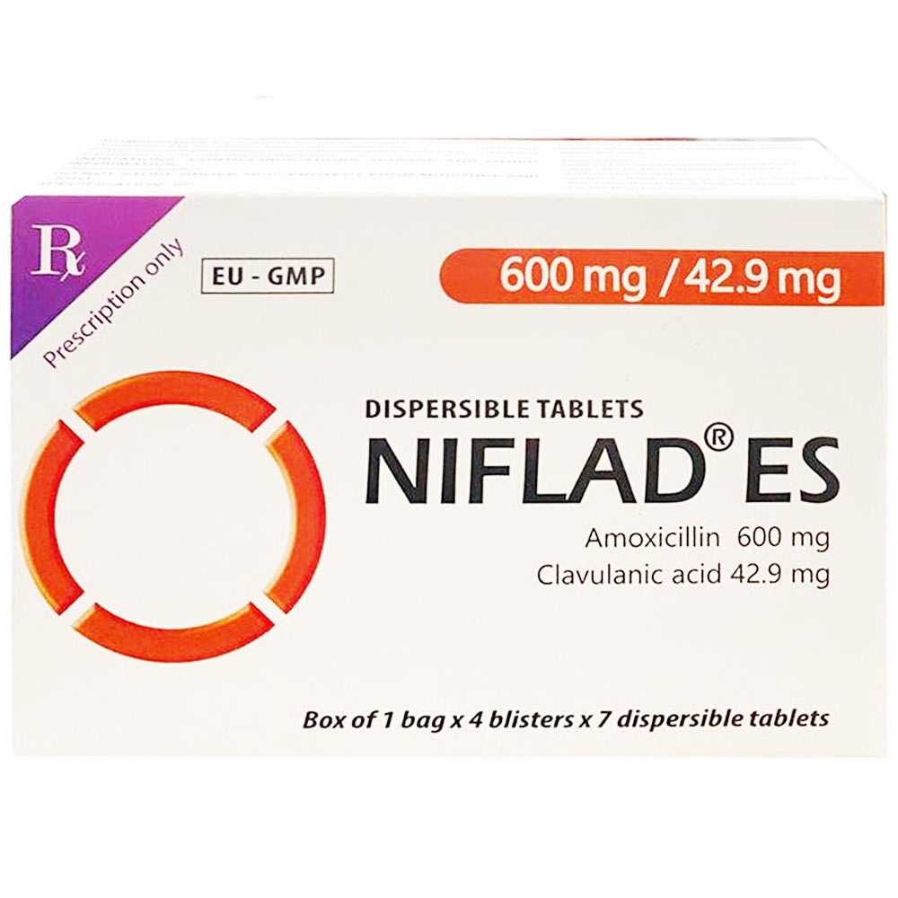Hình ảnh Thuốc Niflad ES 600mg/42,9mg Imexpharm điều trị các nhiễm khuẩn da, viêm da mủ mạn tính (4 vỉ x 7 viên)