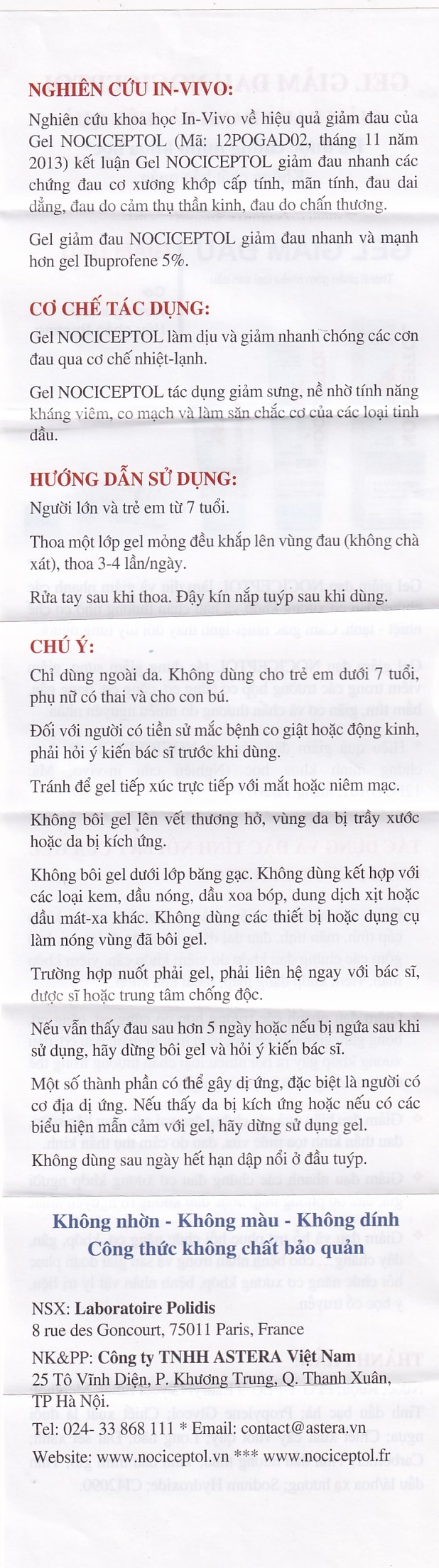 Hình ảnh Gel bôi ngoài da Nociceptol Gel Anti-Douleur Polidis giảm đau, nhức, mỏi cơ (120ml)