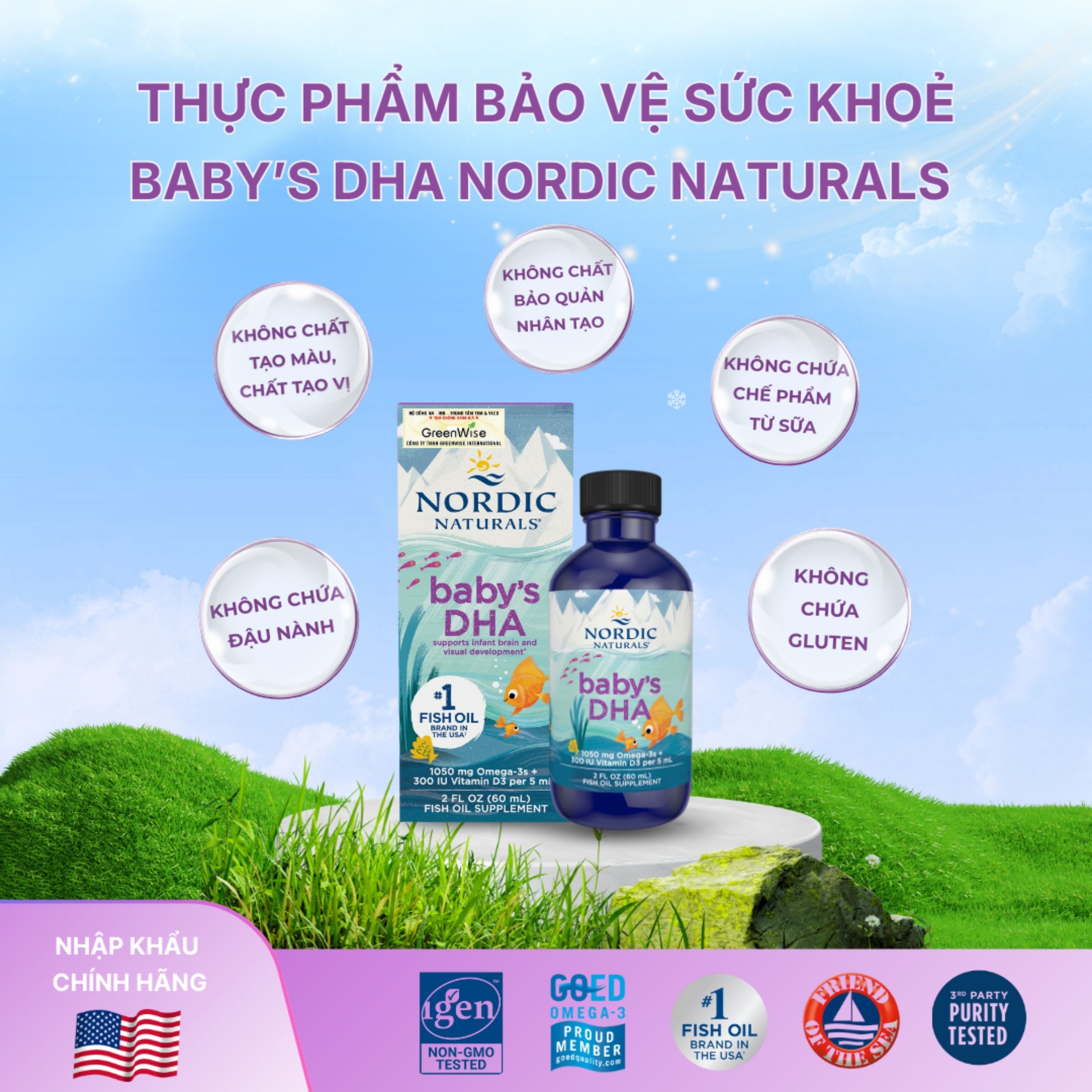 Hình ảnh Dung dịch hỗ trợ cải thiện thị lực cho trẻ từ 0 tháng tuổi Nordic Naturals Baby's DHA (60ml)