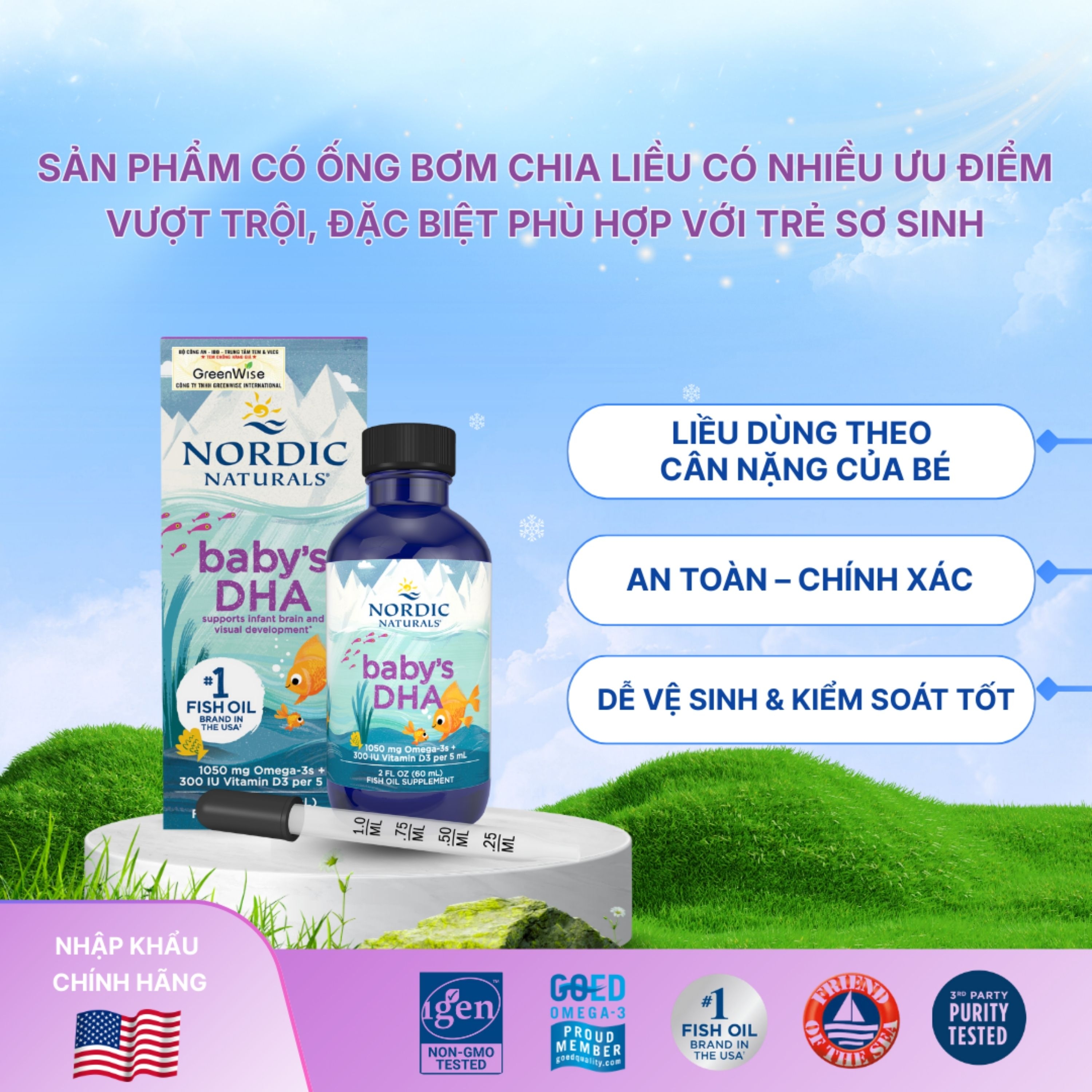 Hình ảnh Dung dịch hỗ trợ cải thiện thị lực cho trẻ từ 0 tháng tuổi Nordic Naturals Baby's DHA (60ml)