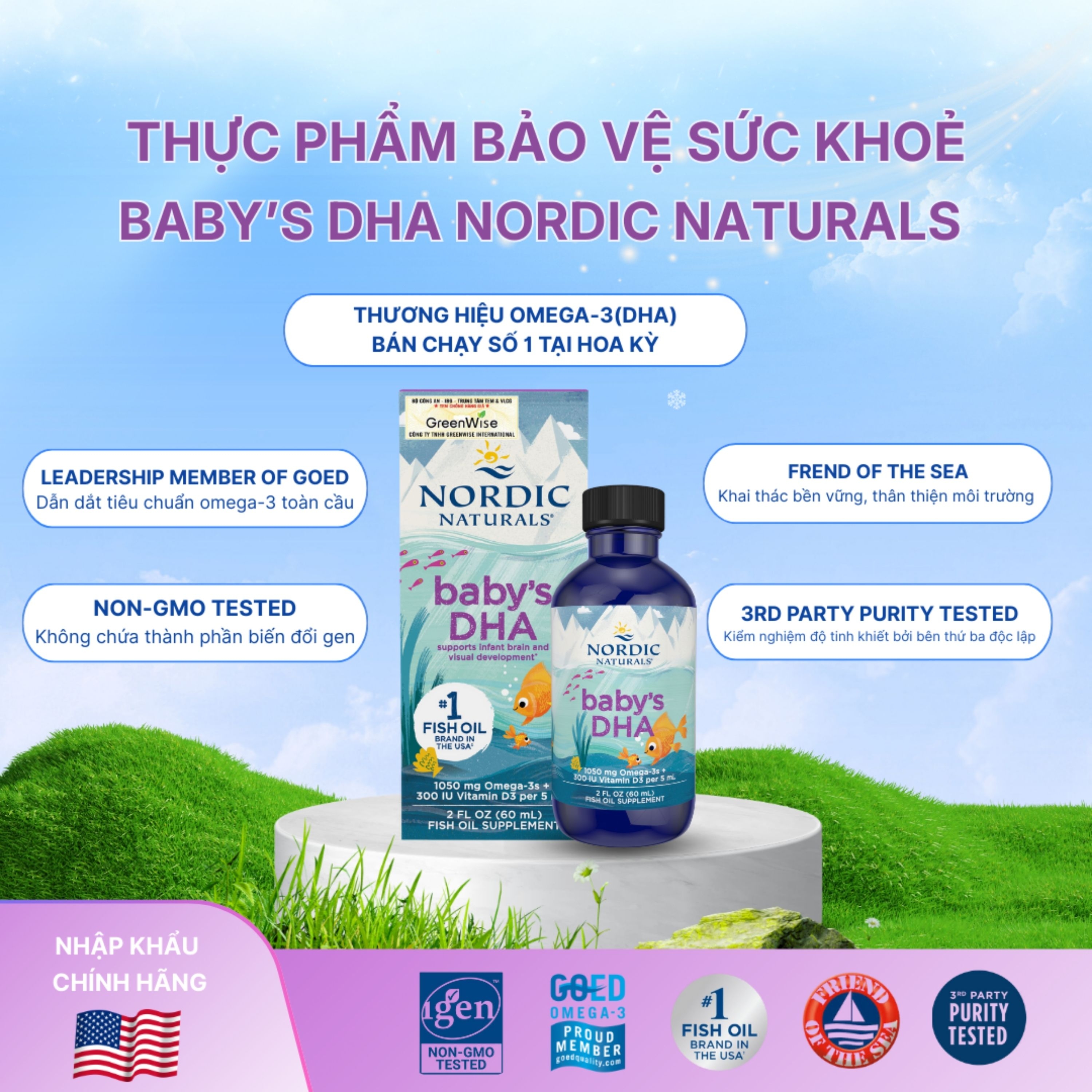 Hình ảnh Dung dịch hỗ trợ cải thiện thị lực cho trẻ từ 0 tháng tuổi Nordic Naturals Baby's DHA (60ml)