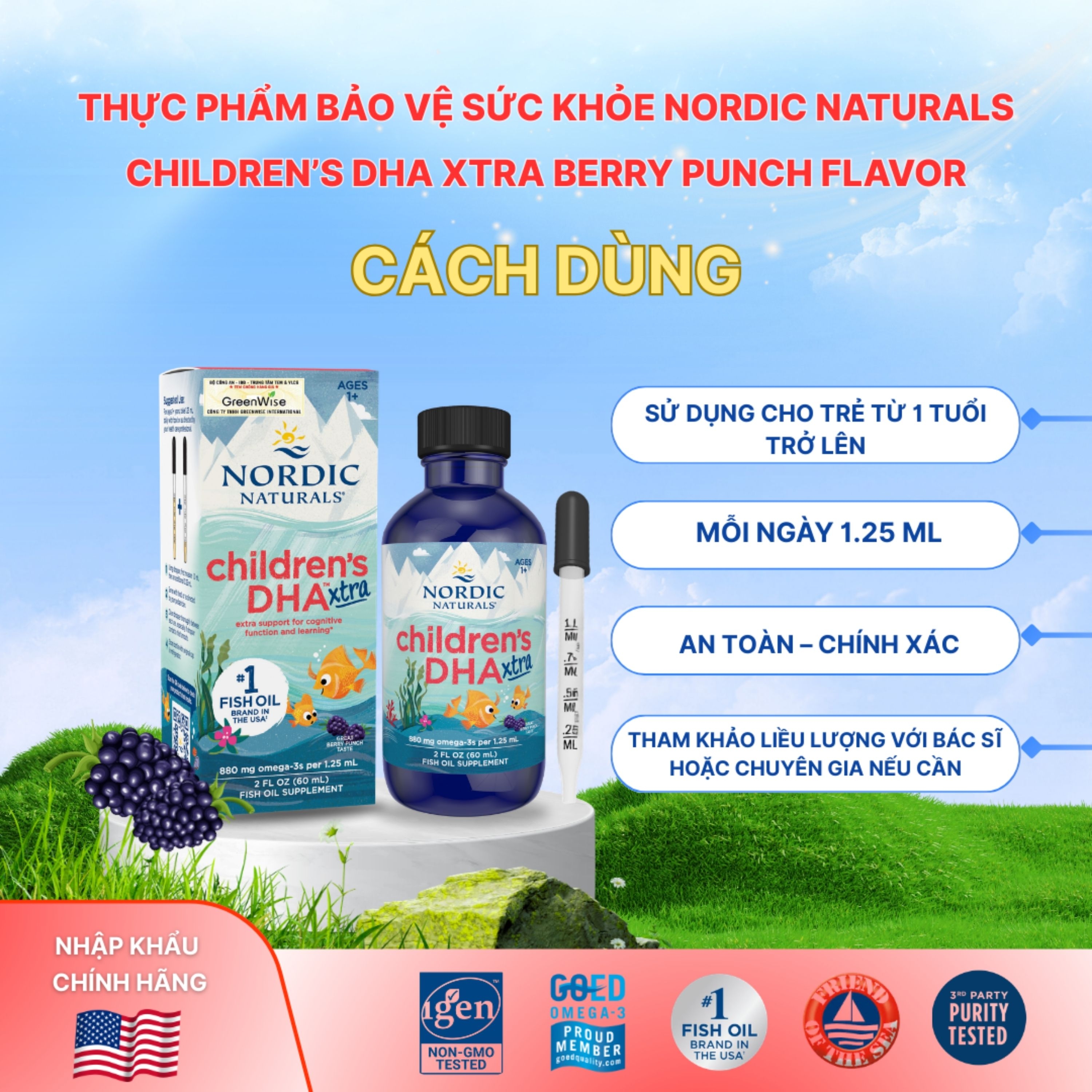 Hình ảnh Dung dịch hỗ trợ cải thiện thị lực cho trẻ từ 1 tuổi Nordic Naturals Children's DHA xtra (60ml)
