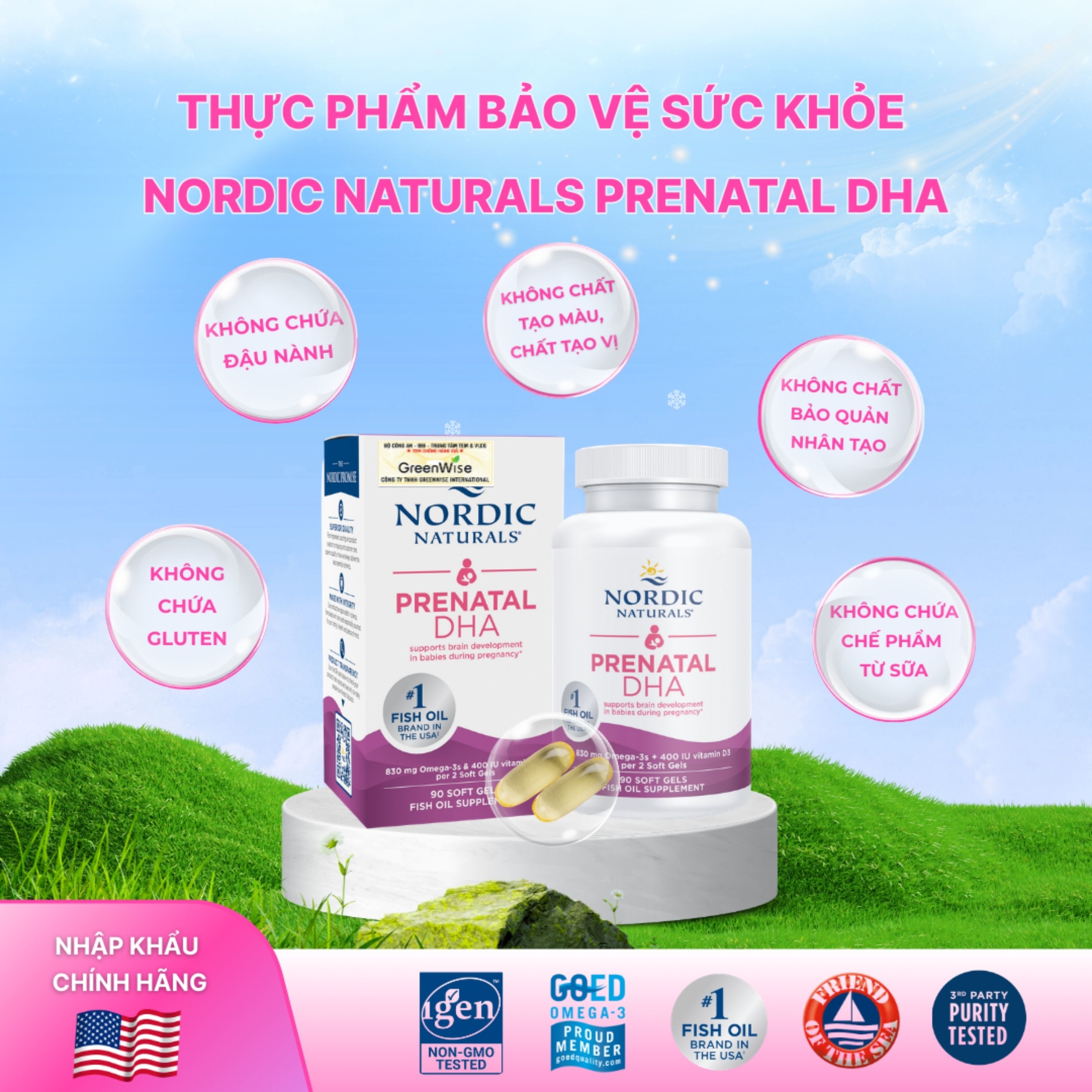 Hình ảnh Viên uống cho phụ nữ mang thai và cho con bú Nordic Naturals Prenatal DHA (90 viên)