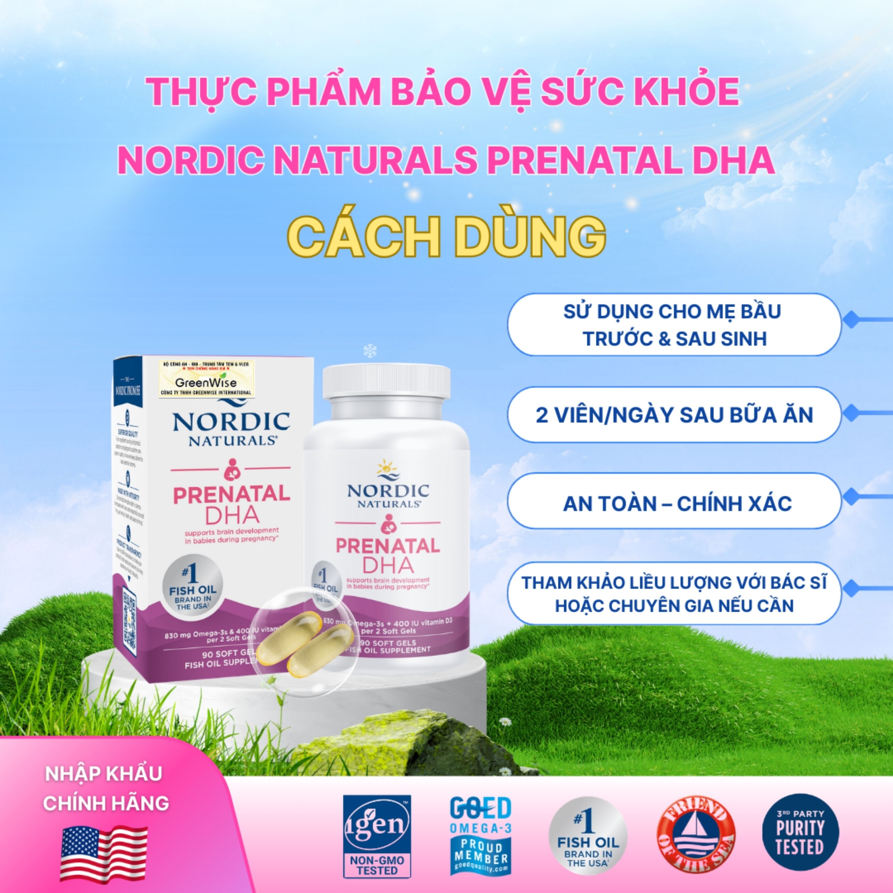 Hình ảnh Viên uống cho phụ nữ mang thai và cho con bú Nordic Naturals Prenatal DHA (90 viên)