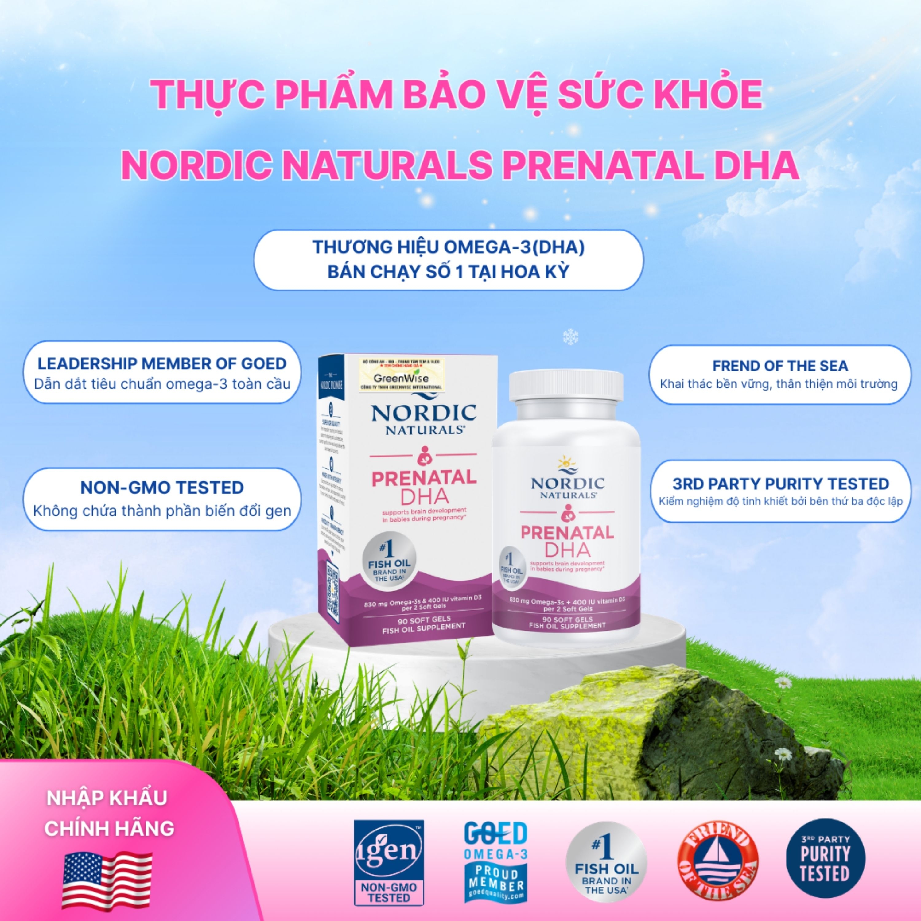 Hình ảnh Viên uống cho phụ nữ mang thai và cho con bú Nordic Naturals Prenatal DHA (90 viên)