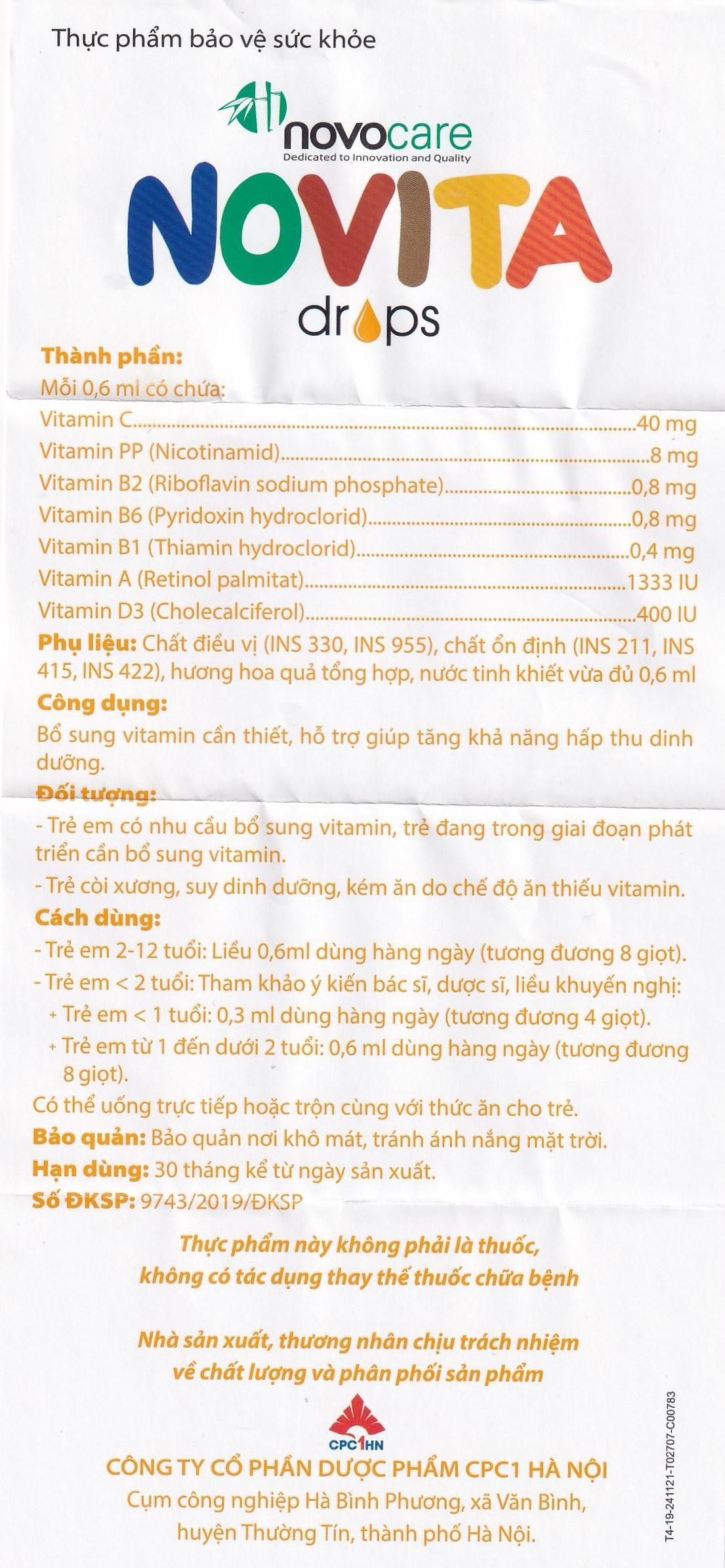 Hình ảnh Dung dịch uống Novita Drops 30ml Novocare bổ sung vitamin, hỗ trợ tăng khả năng hấp thu dinh dưỡng