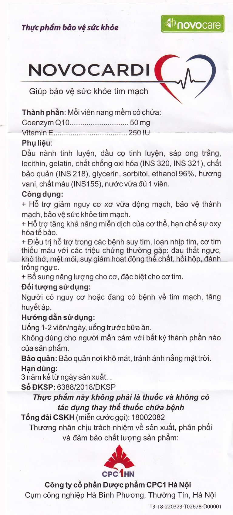 Hình ảnh Viên uống Novocardi Novocare hỗ trợ giảm nguy cơ xơ vữa động mạch, bảo vệ thành mạch (30 viên)