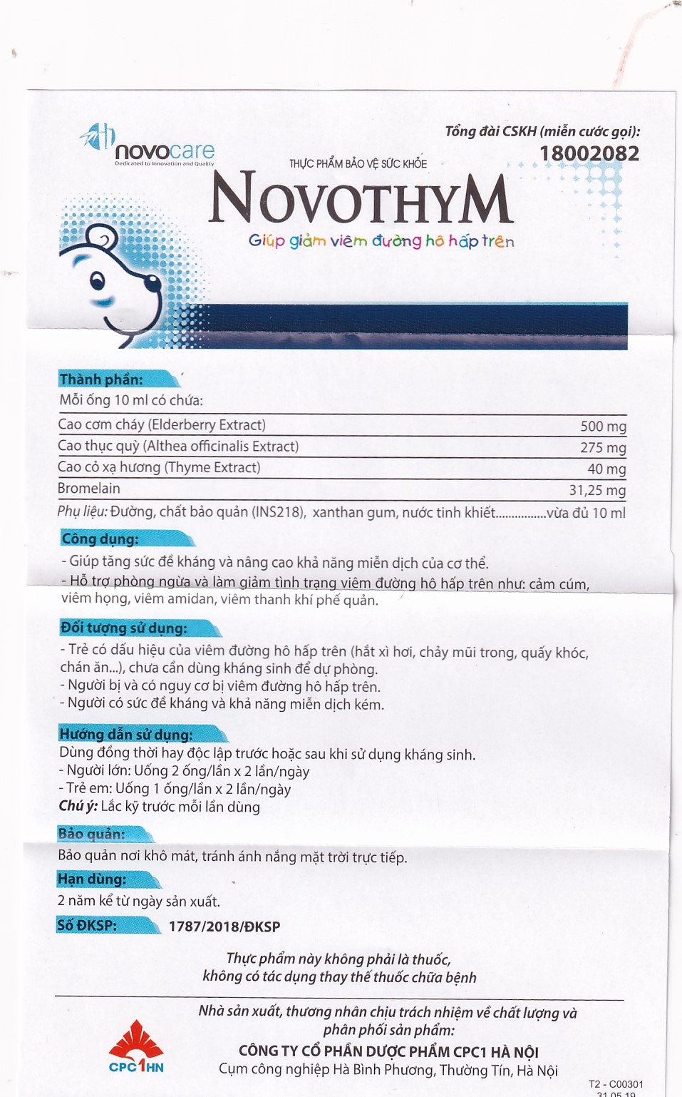 Hình ảnh Dung dịch uống Novothym Novocare tăng sức đề kháng, giảm cảm cúm, viêm họng (2 vỉ x 5 ống)