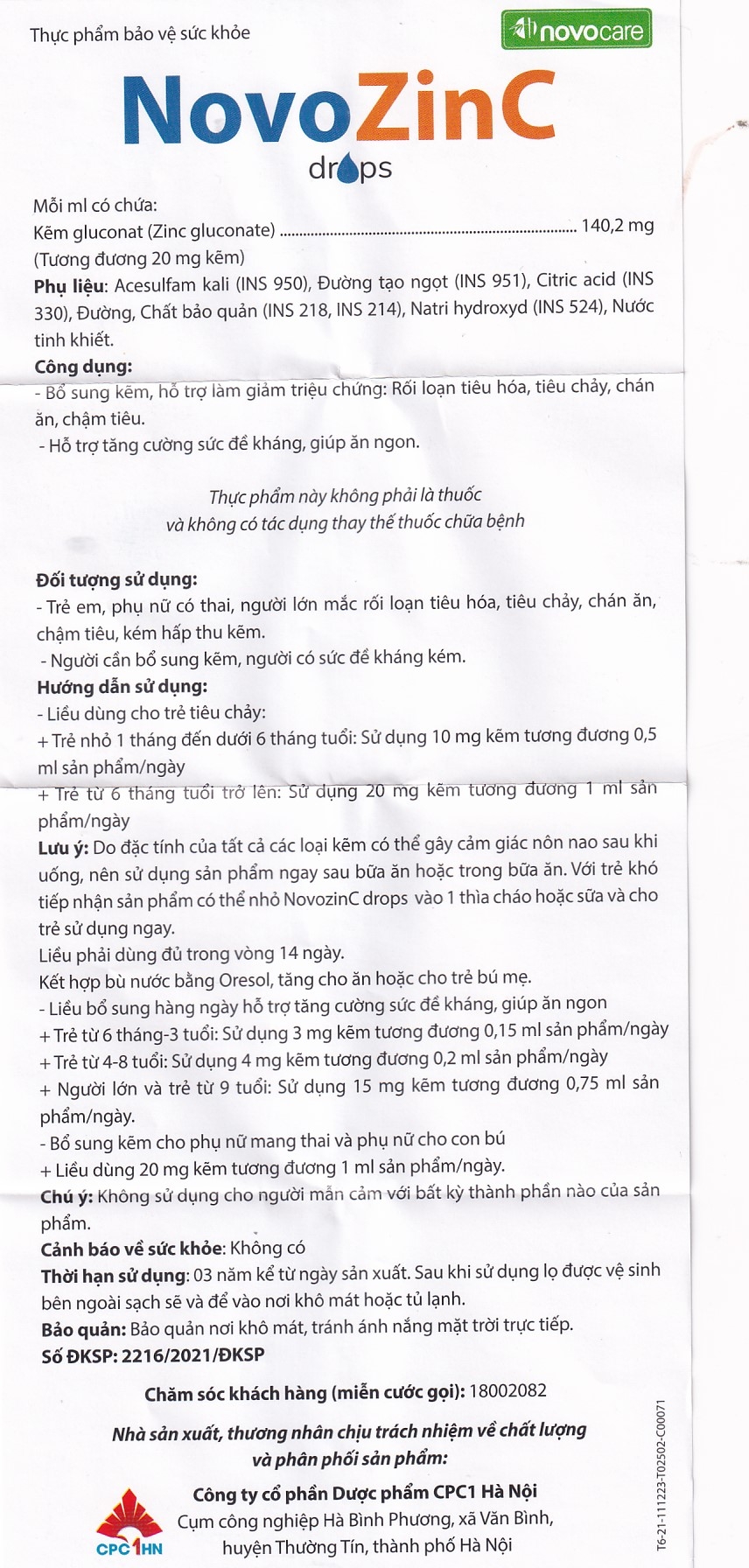 Hình ảnh Dung dịch uống NovoZinc 15ml Novocare hỗ trợ tăng cường sức khỏe, hỗ trợ trẻ bị tiêu chảy