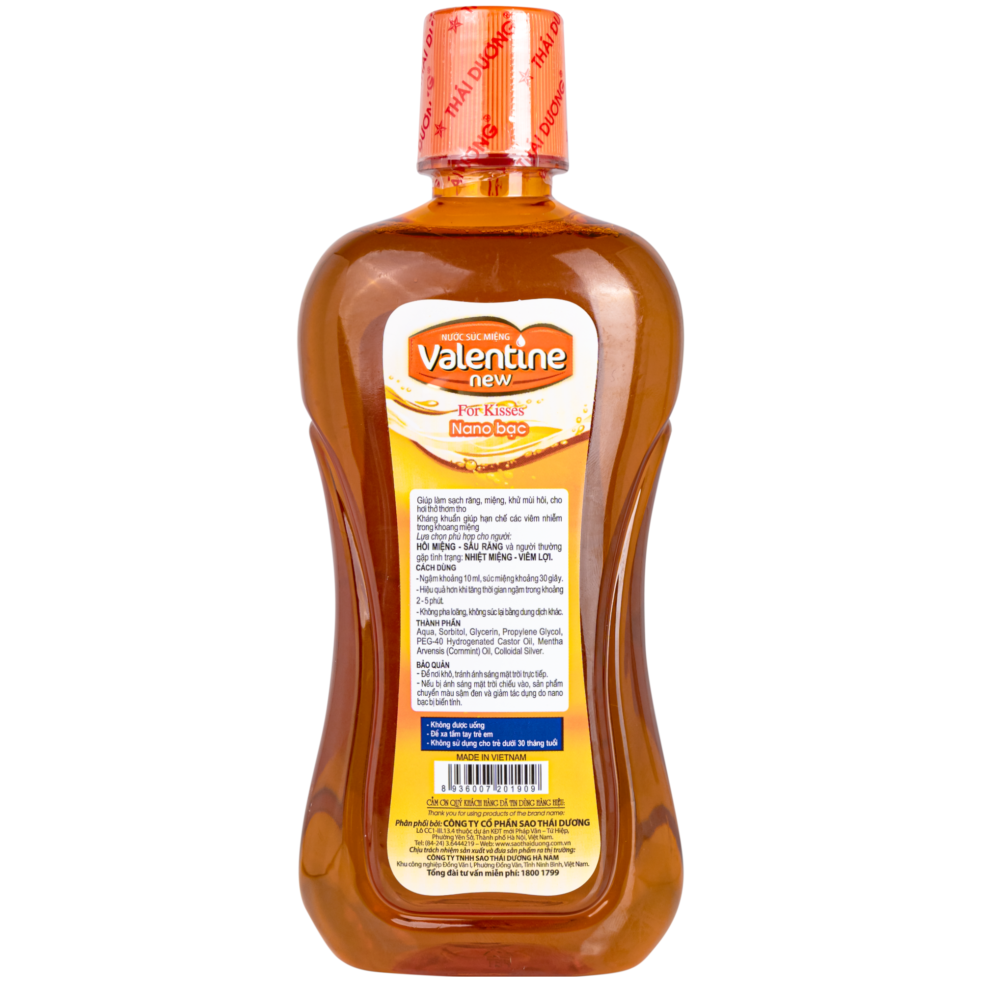 Hình ảnh Nước súc miệng Valentine Thái Dương diệt khuẩn, bảo vệ răng miệng (500ml)