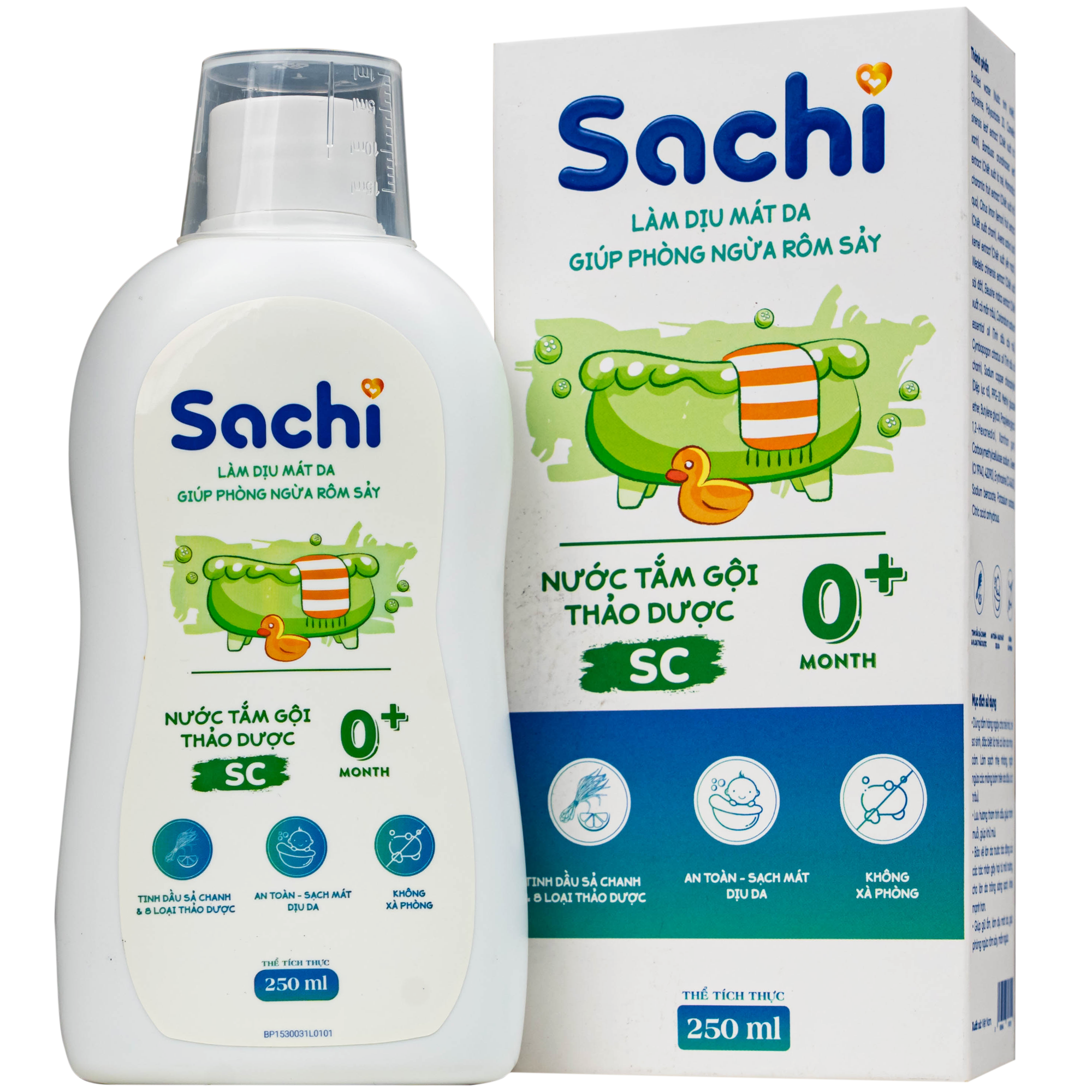 Hình ảnh Nước tắm gội thảo dược cho bé Sachi SC (Sả chanh) 250ml - Giúp tránh muỗi, ngừa rôm sảy và mảng bám da đầu