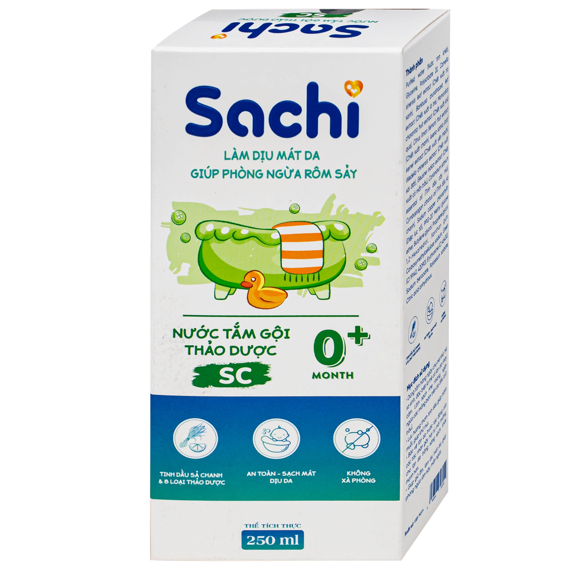 Hình ảnh Nước tắm gội thảo dược cho bé Sachi SC (Sả chanh) 250ml - Giúp tránh muỗi, ngừa rôm sảy và mảng bám da đầu