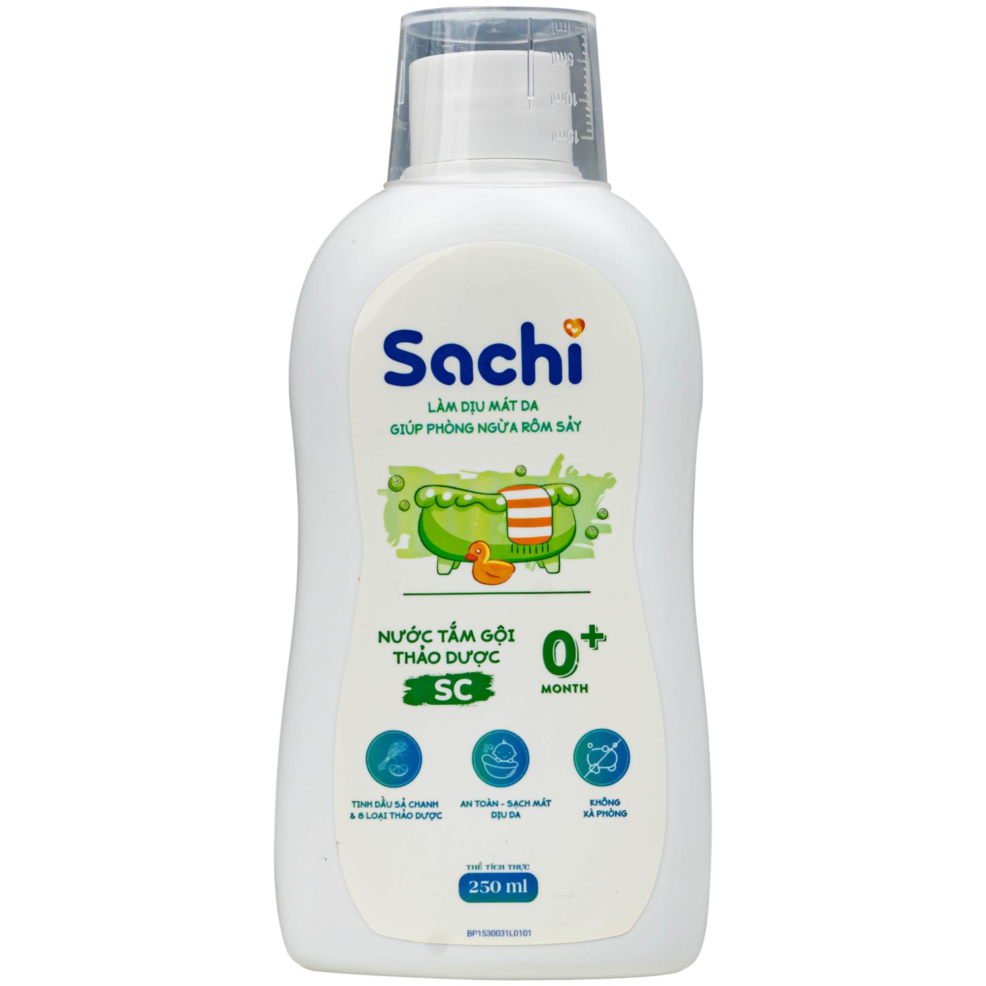 Hình ảnh Nước tắm gội thảo dược cho bé Sachi SC (Sả chanh) 250ml - Giúp tránh muỗi, ngừa rôm sảy và mảng bám da đầu