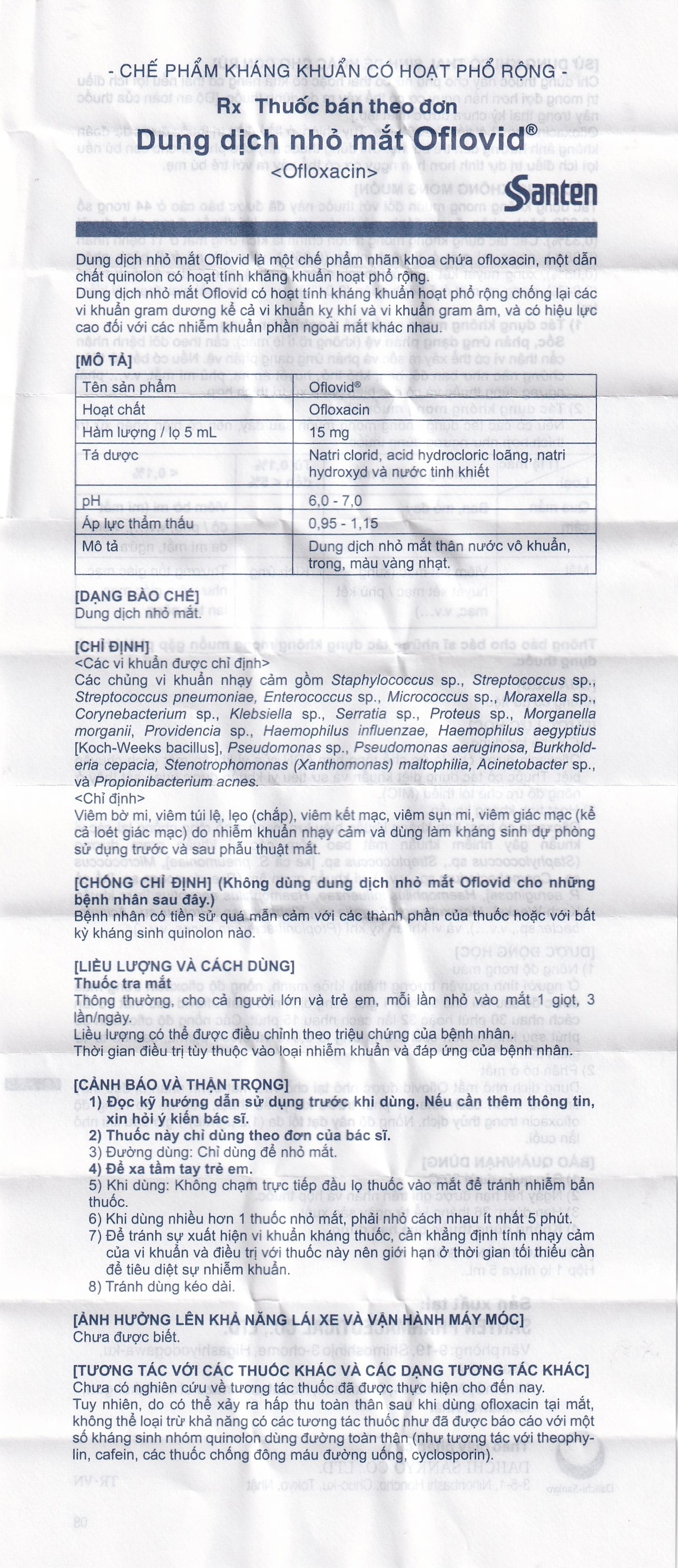 Hình ảnh Thuốc nhỏ mắt Oflovid Santen điều trị viêm bờ mi, viêm túi lệ, lẹo, viêm kết mạc, viêm sụn mi (5ml)