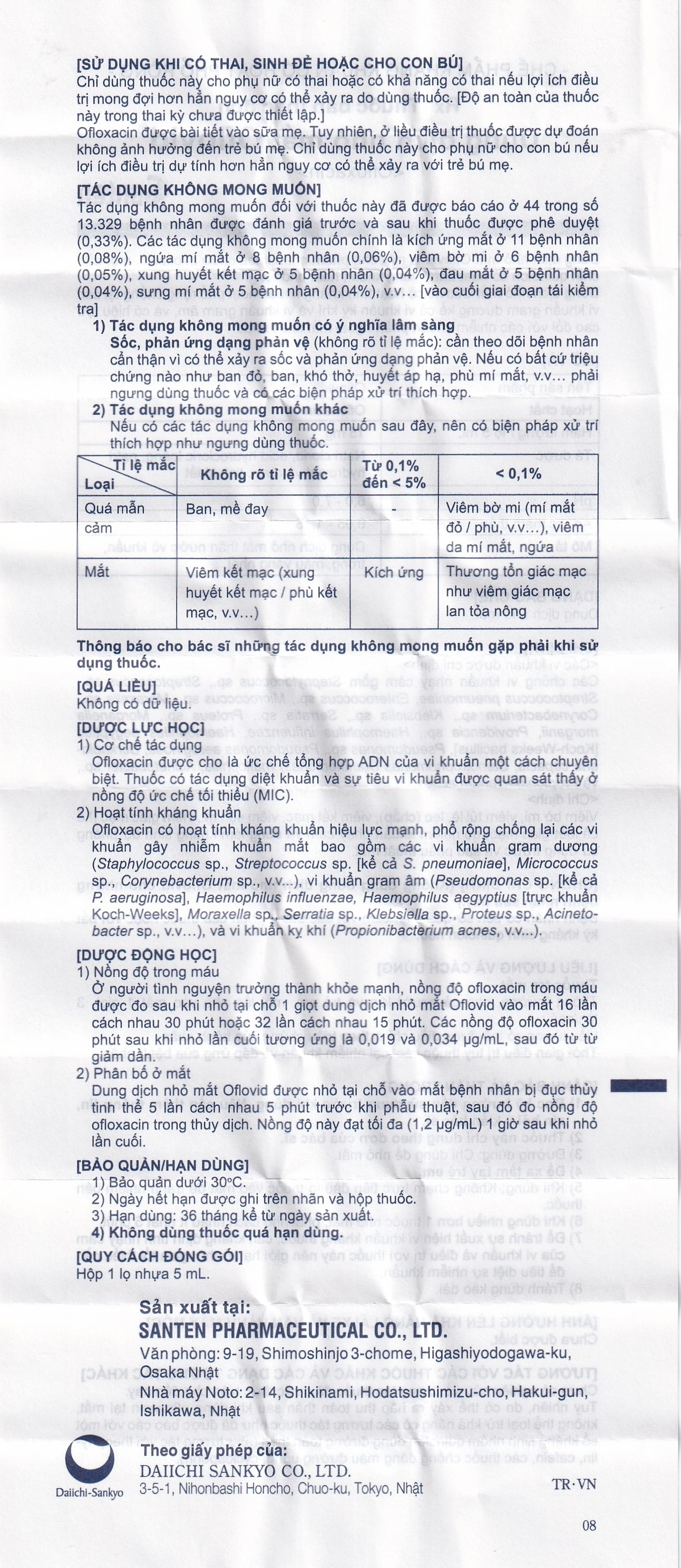 Hình ảnh Thuốc nhỏ mắt Oflovid Santen điều trị viêm bờ mi, viêm túi lệ, lẹo, viêm kết mạc, viêm sụn mi (5ml)