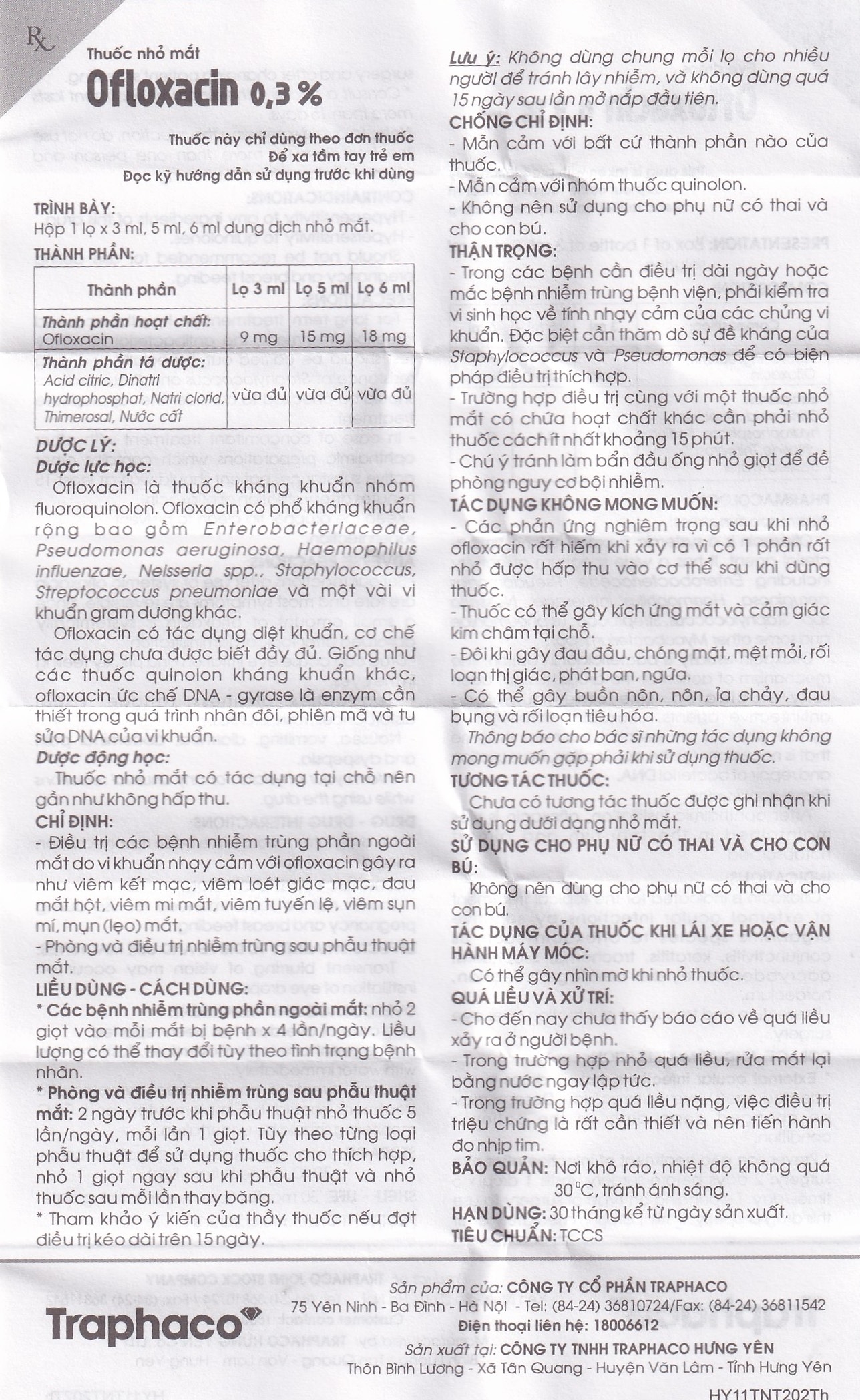 Hình ảnh Thuốc nhỏ mắt Ofloxacin 0,3% Traphaco điều trị nhiễm trùng mắt, viêm kết mạc (6ml)
