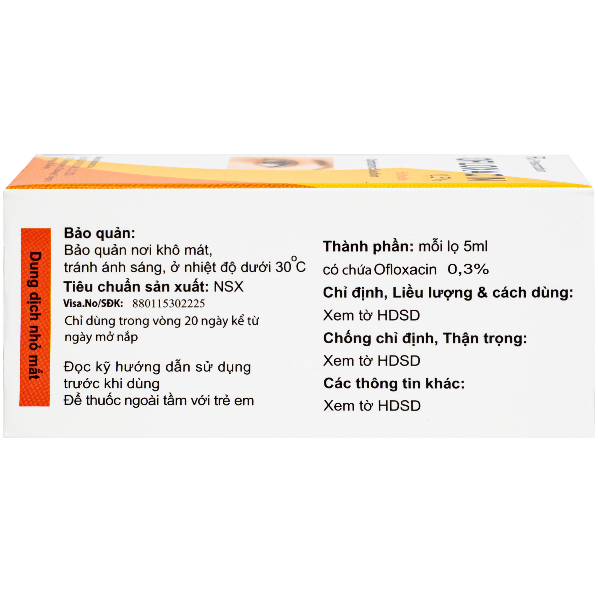 Hình ảnh Thuốc nhỏ mắt Ofloxacin 0.3% Hanlim điều trị viêm kết mạc, viêm giác mạc (5ml)