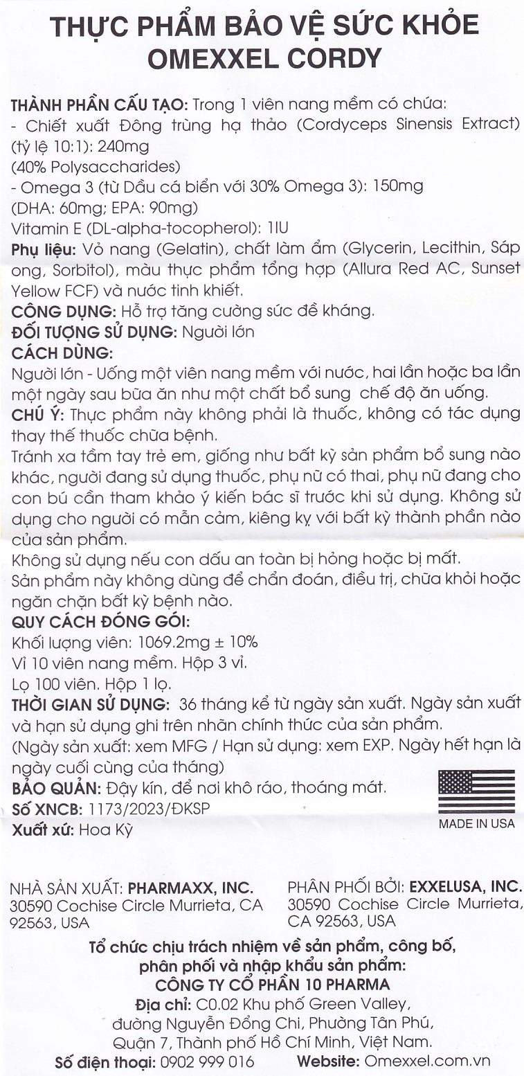 Hình ảnh Viên nang mềm Omexxel Cordy hỗ trợ tăng sức đề kháng (3 vỉ x 10 viên)