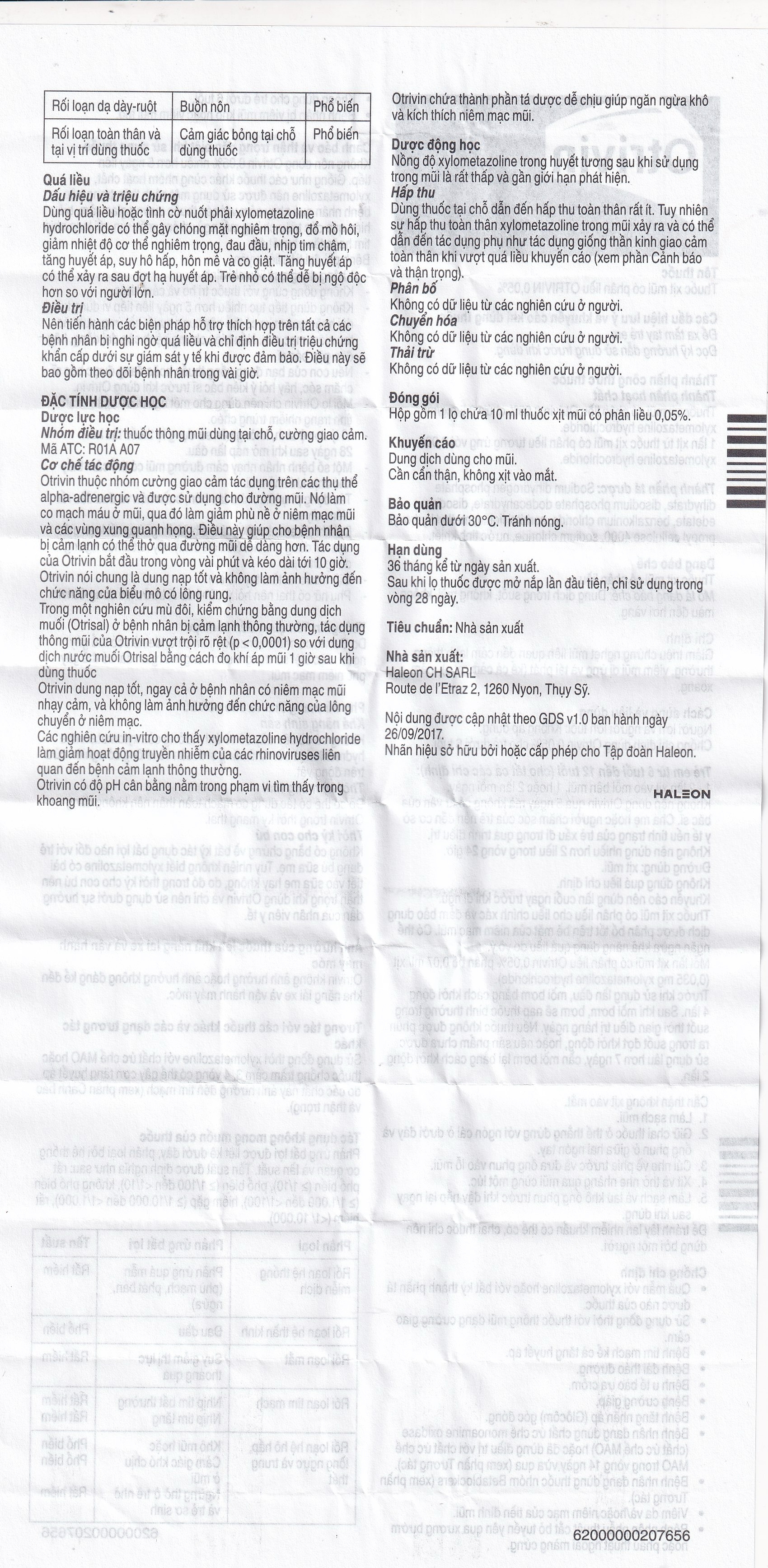 Hình ảnh Thuốc xịt mũi Otrivin 0.05% GSK giảm triệu chứng nghẹt mũi, viêm mũi dị ứng (10ml)