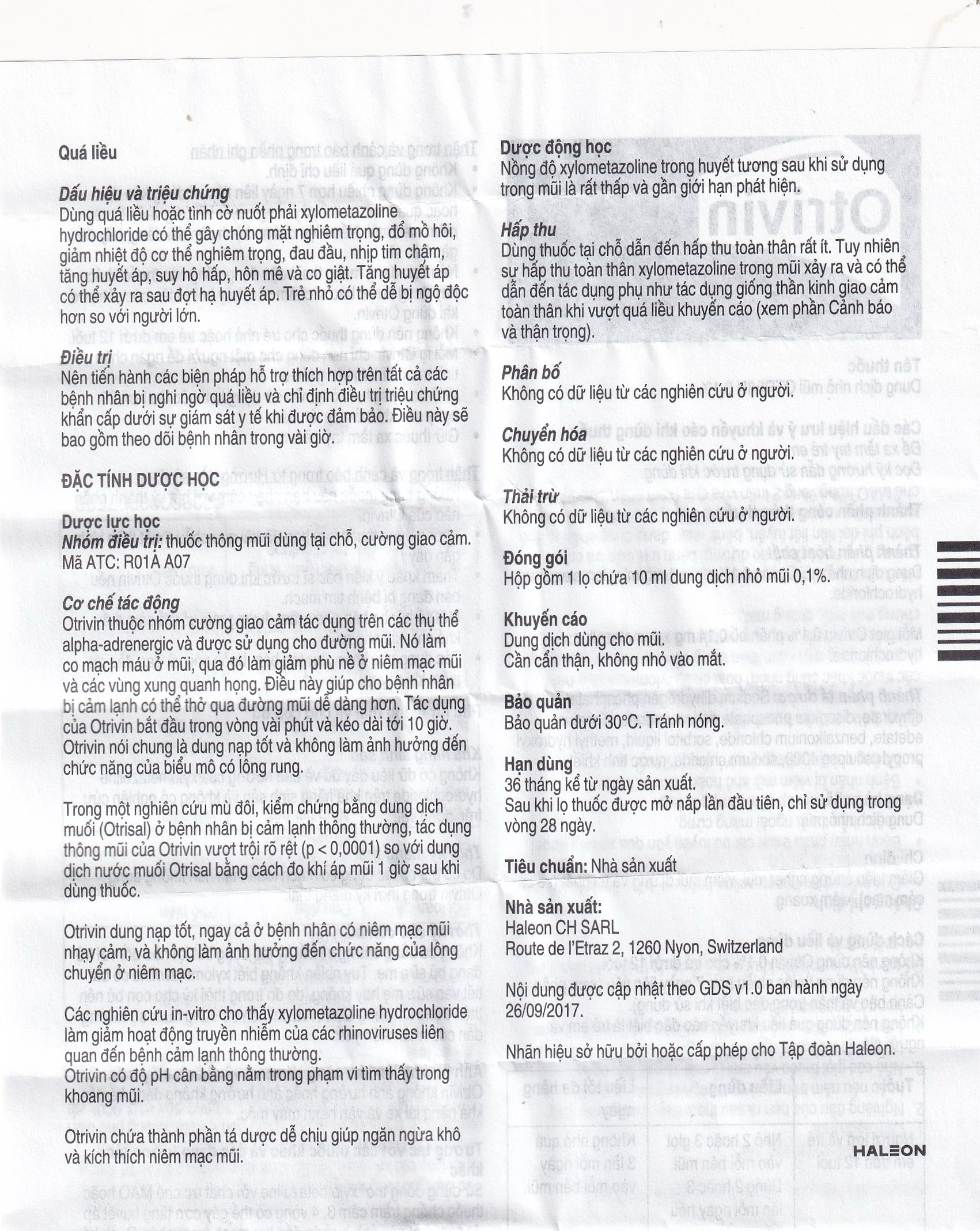 Hình ảnh Thuốc nhỏ mũi Otrivin 0.1% GSK điều trị nghẹt mũi, sung huyết mũi họng (10ml)