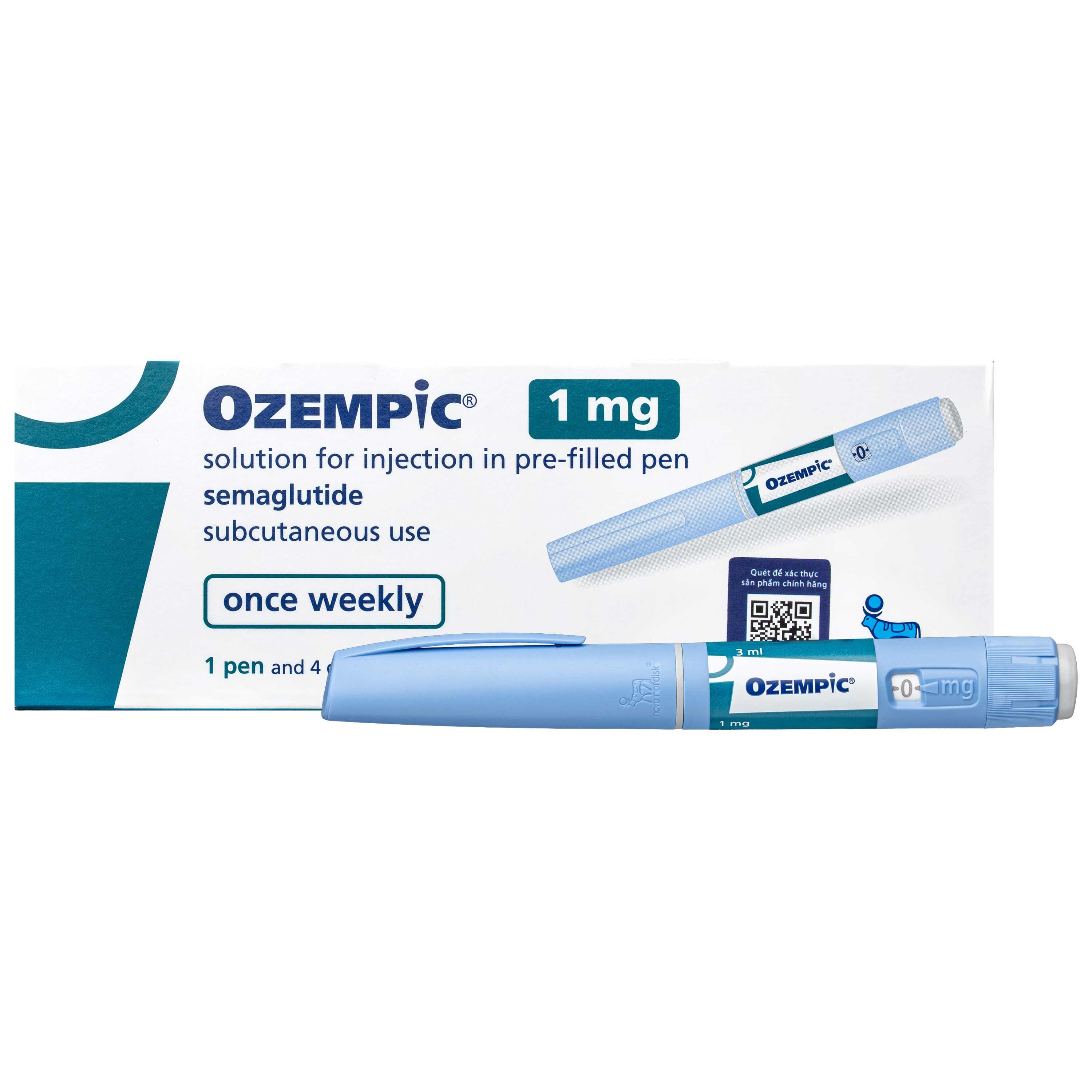 Hình ảnh Bút tiêm Ozempic 1mg Novo Nordisk điều trị đái tháo đường type 2 chưa được kiểm soát ở người trưởng thành (3ml)