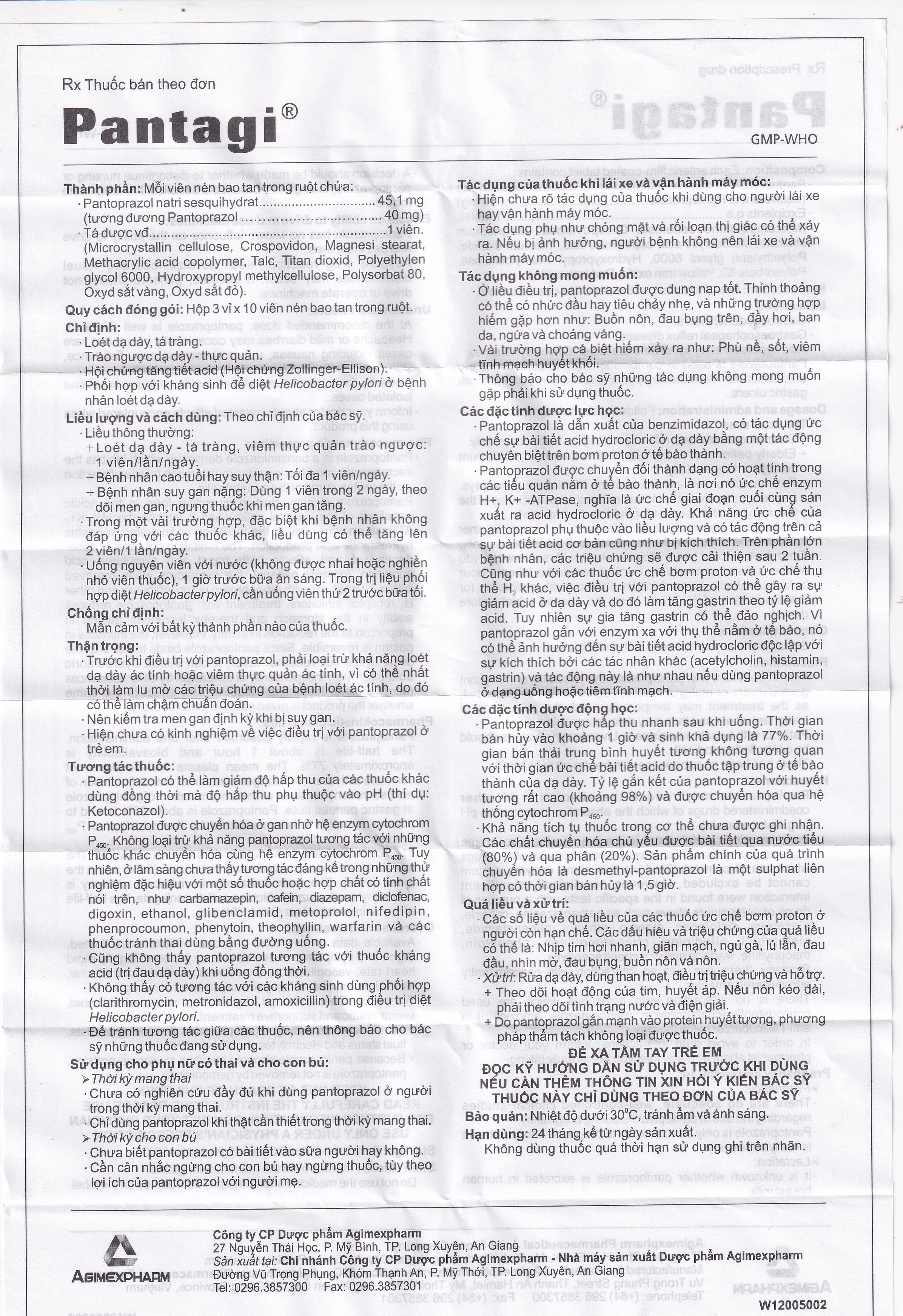 Hình ảnh Viên nén Pantagi 40mg Agimexpharm điều trị loét dạ dày - tá tràng (3 vỉ x 10 viên)