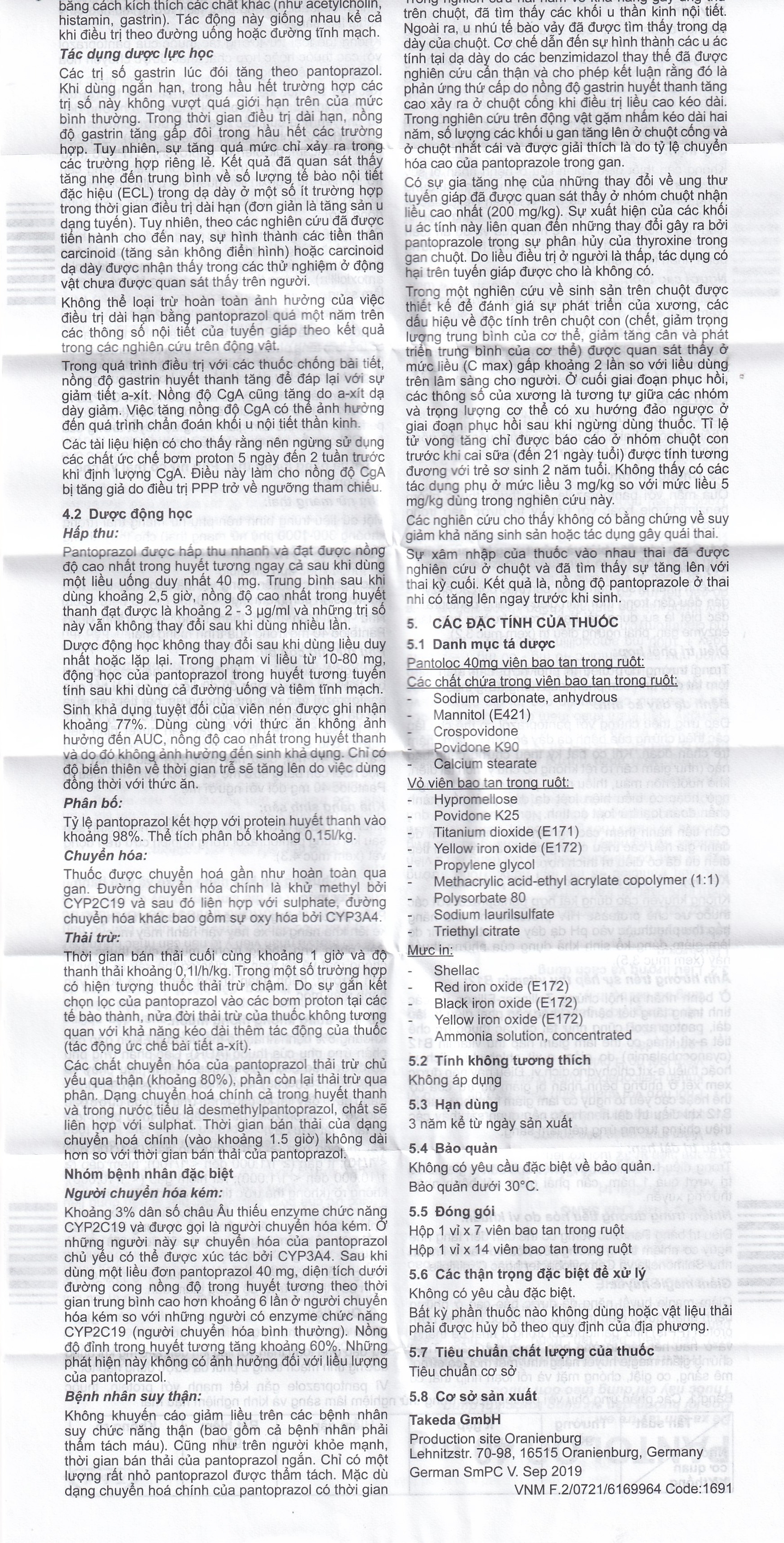 Hình ảnh Viên nén Pantoloc 40mg Takeda điều trị viêm thực quản trào ngược (1 vỉ x 7 viên) 
