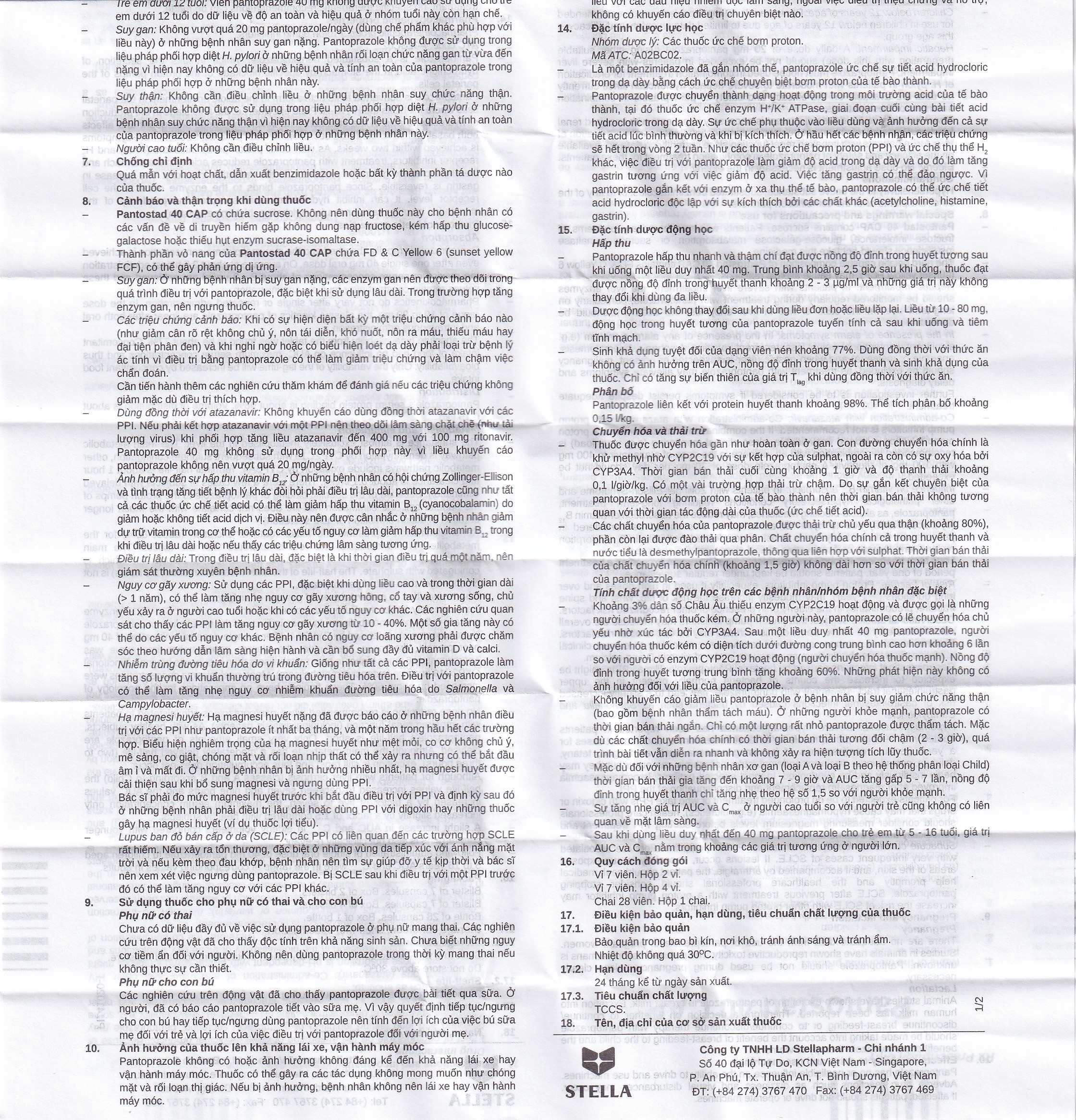 Hình ảnh Thuốc Pantostad 40 CAP Stella điều trị viêm thực quản (4 vỉ x 7 viên)