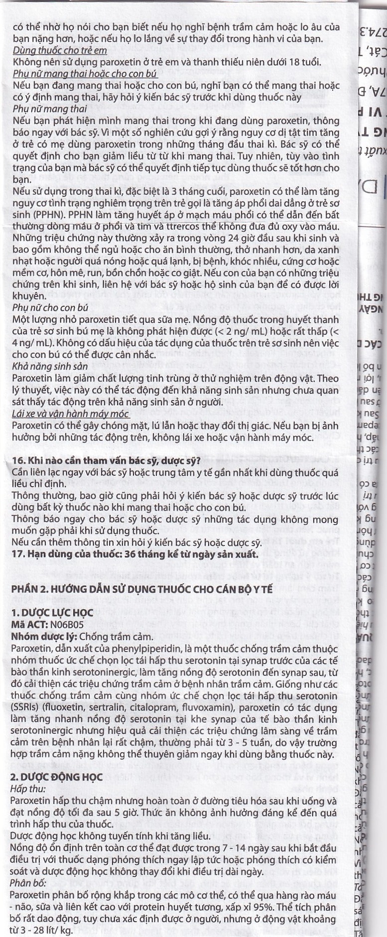 Hình ảnh Viên nén Parokey 20mg DaViPharm điều trị trầm cảm, rối loạn ám ảnh cưỡng bức (3 vỉ x 10 viên) 