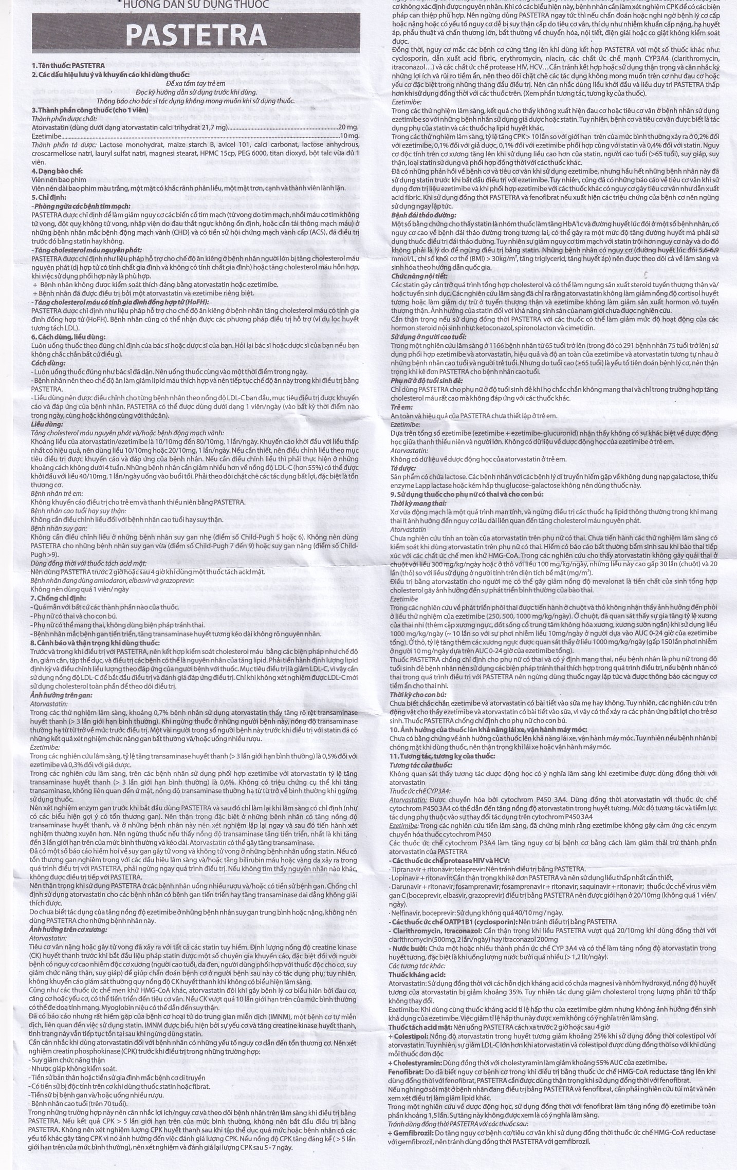 Hình ảnh Thuốc Pastetra Pharbaco phòng ngừa các bệnh tim mạch, tăng cholesterol máu (3 vỉ x 10 viên)