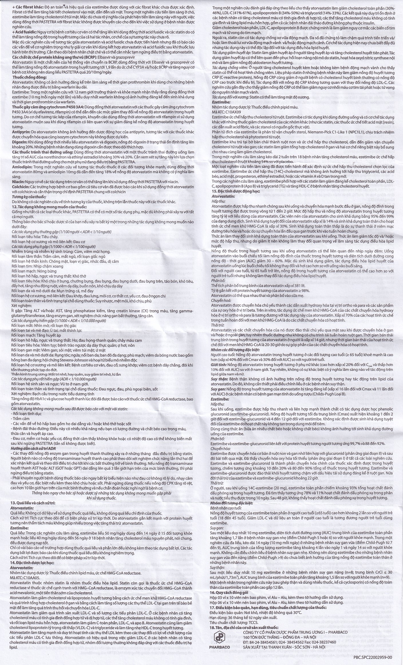 Hình ảnh Thuốc Pastetra Pharbaco phòng ngừa các bệnh tim mạch, tăng cholesterol máu (3 vỉ x 10 viên)