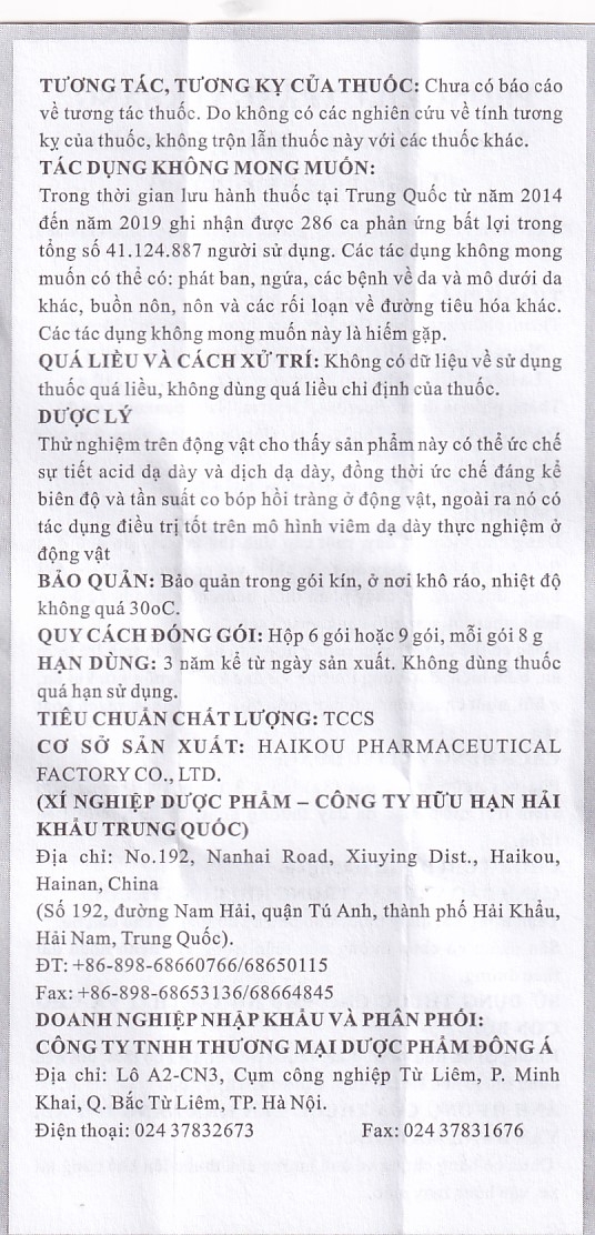 Hình ảnh Cốm Phong Liễu Tràng Vị Khang 8g Haikou điều trị viêm đại tràng mãn tính (6 gói)