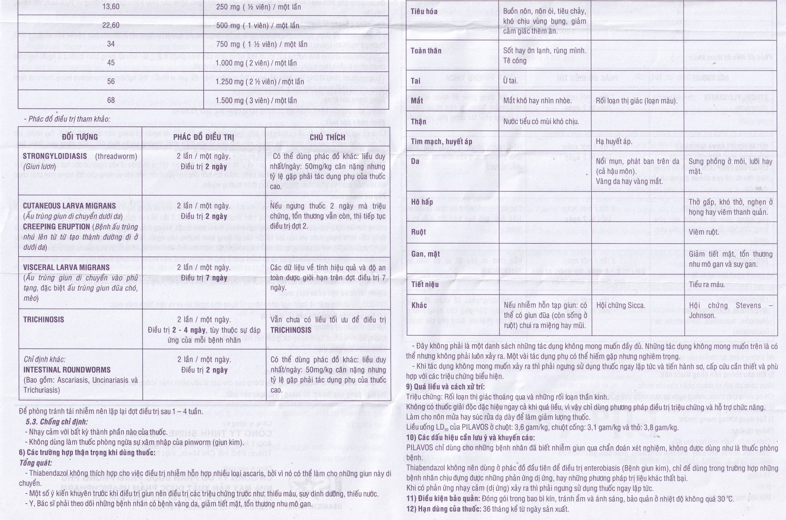 Hình ảnh Thuốc Pilavos 500mg Usarichpharm điều trị bệnh giun lươn, ấu trùng giun di chuyển dưới da (7 vỉ x 4 viên)